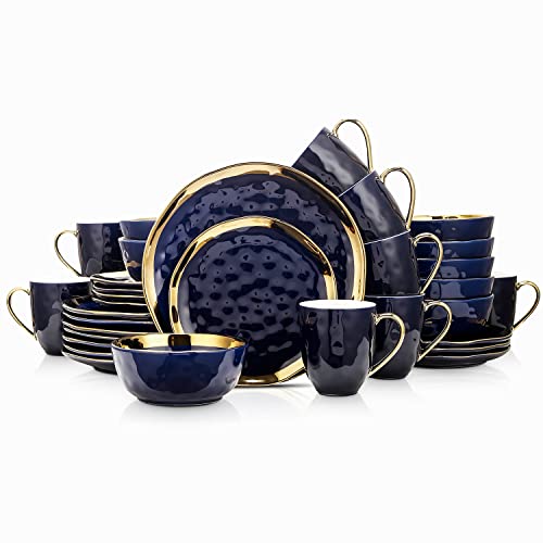Blue with Gold Rim
