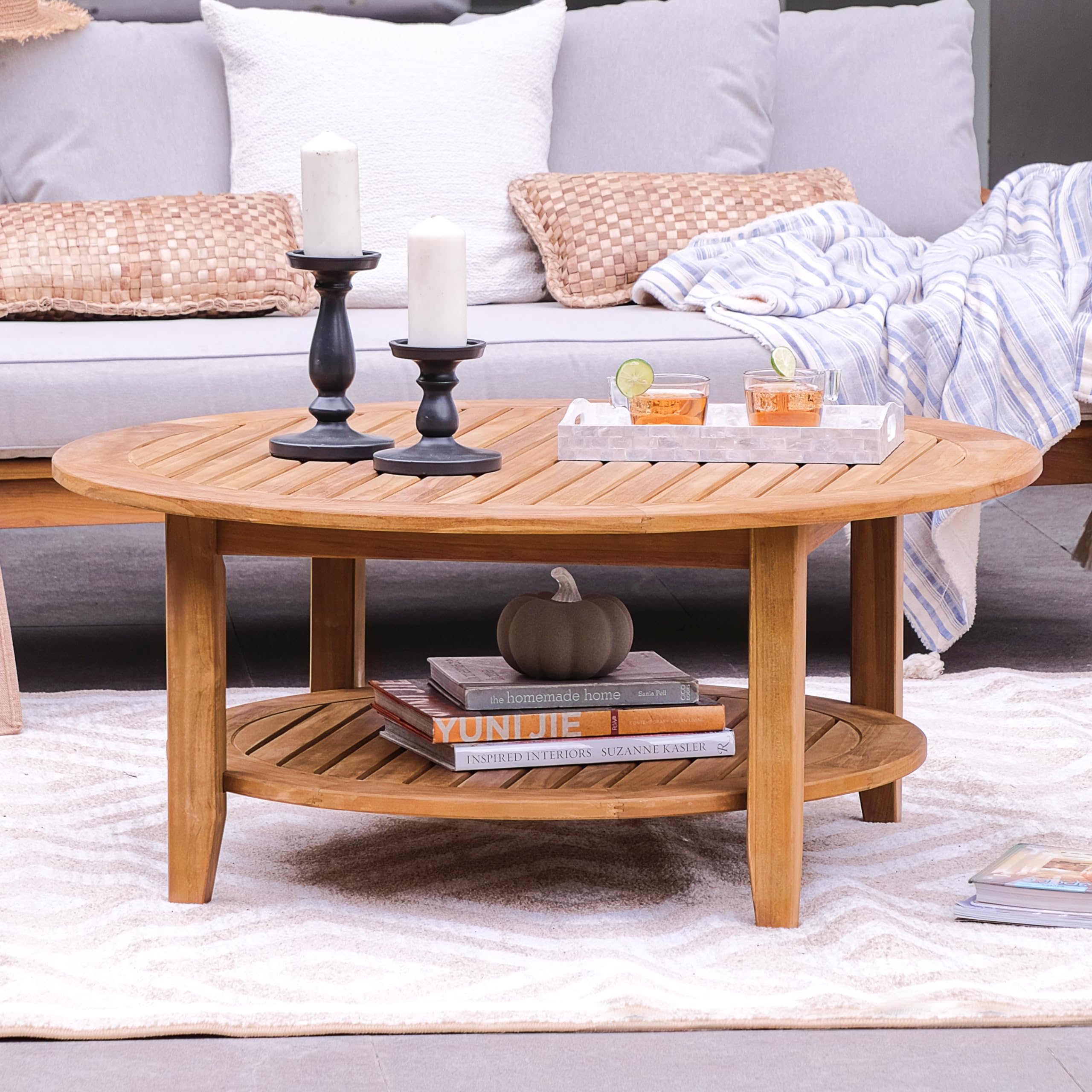 Cambridge Casual Arie 40-Inch Natural Teak Patio Coffee Table - Outdoor Furniture for Garden, Deck, Poolside & Backyard Relaxation