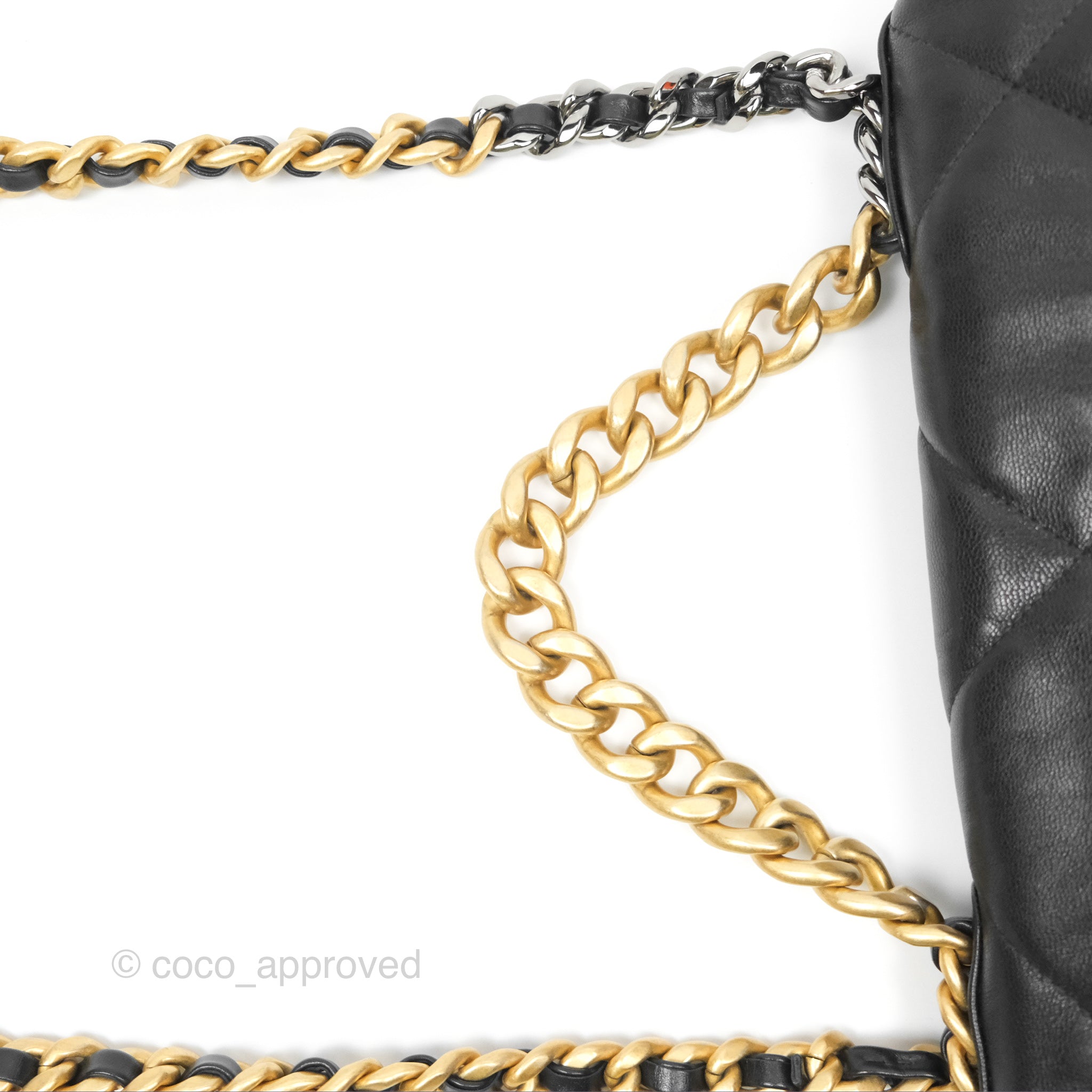 Chanel 19 Medium Flap Bag Black Goatskin Leather Mixed Gold/Silver Hardware - Luxury Designer Handbag for Women, Perfect for Work, Evening & Special Occasions