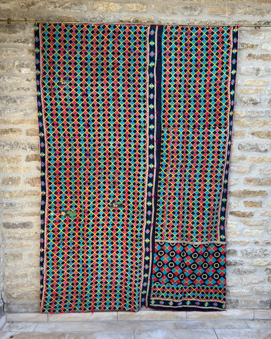 Midweight Kantha Quilt No. 801 - Handmade Cotton Bedspread for Cozy Home Decor | Perfect for Bedroom, Sofa & Boho Style