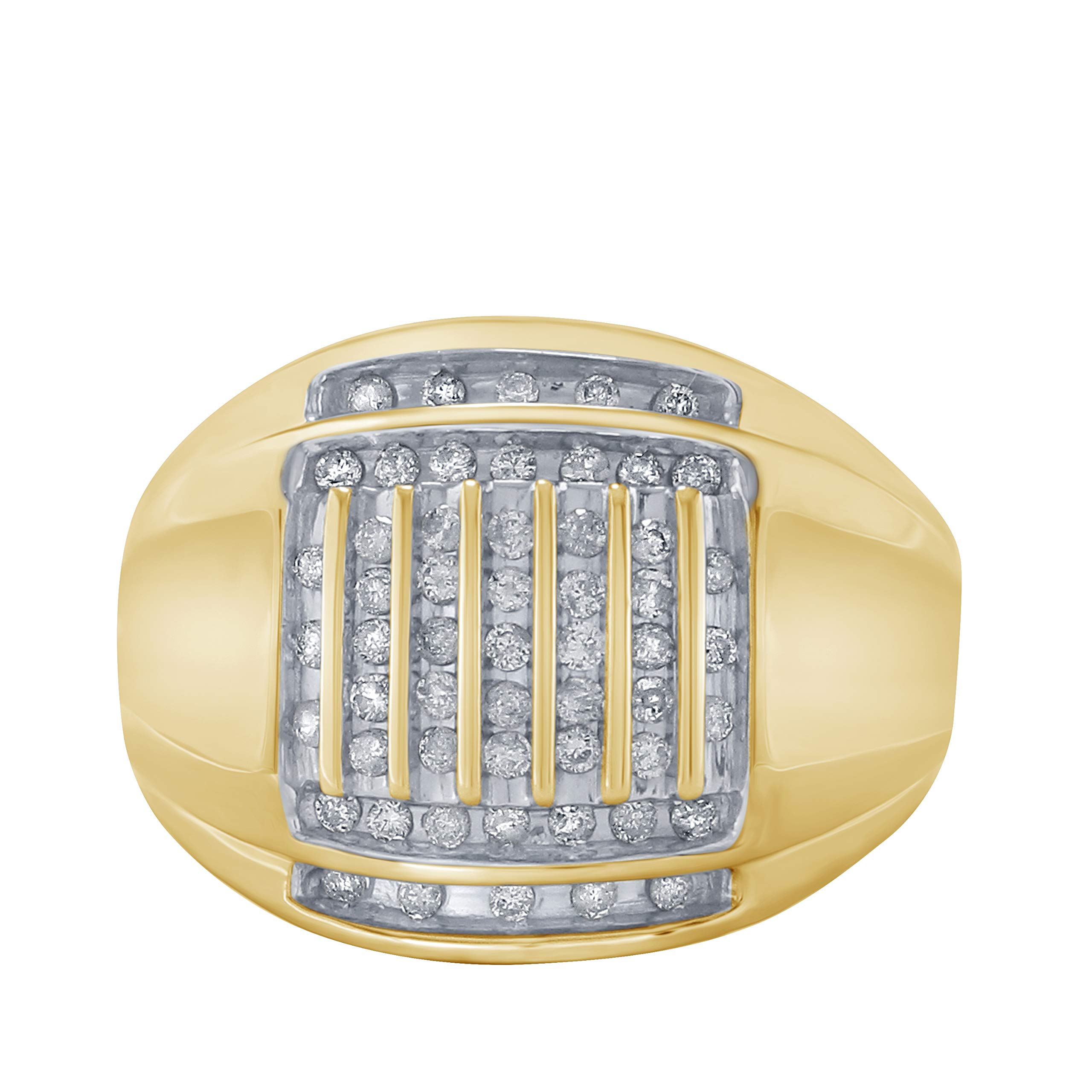 10K Gold 0.50 CT Round Cut Natural White Diamond Men's Wedding & Anniversary Band Ring - H-I Color, I1-I2 Clarity - Perfect for Engagements, Proposals & Special Occasions