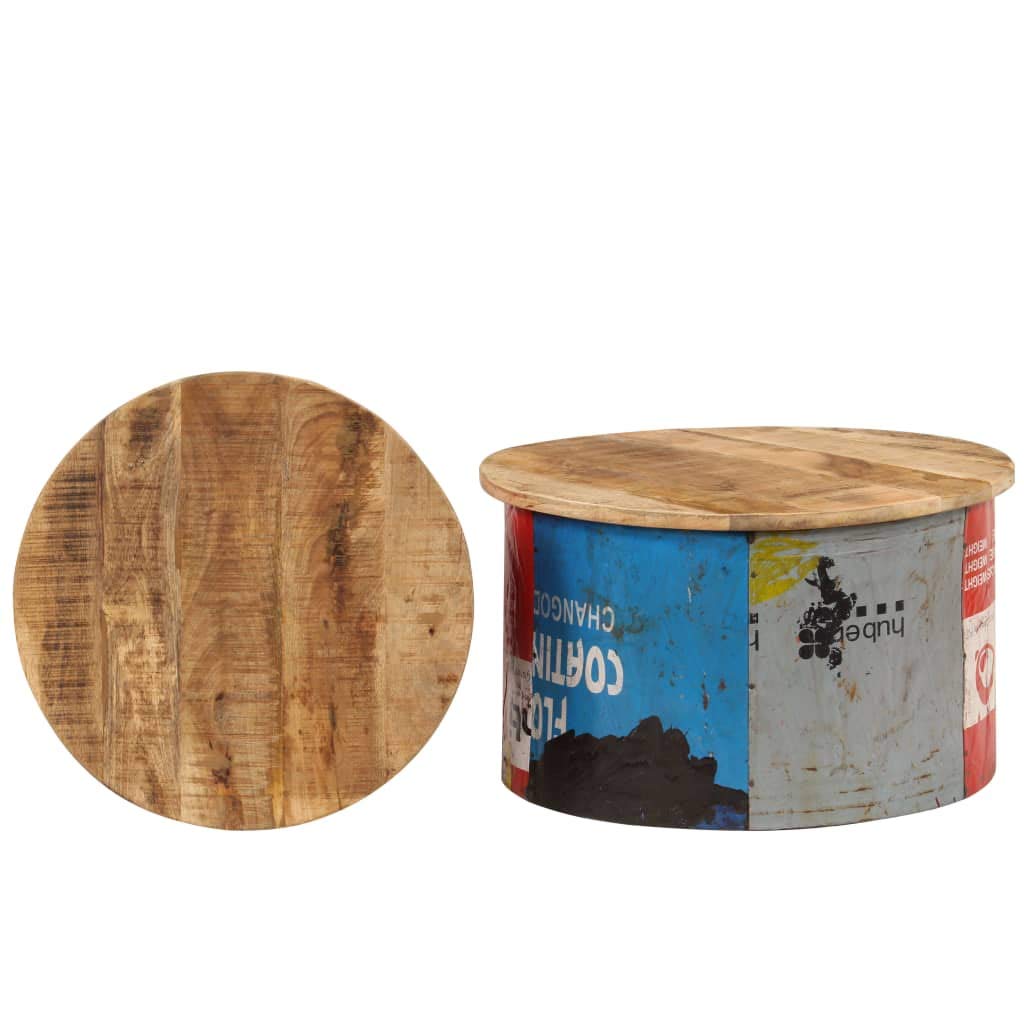 2-Pack Round Coffee Tables - Rustic Solid Mango Wood Accent Tables for Living Room, Modern Home Furniture - Perfect for Coffee, Books & Decor in Cozy Spaces