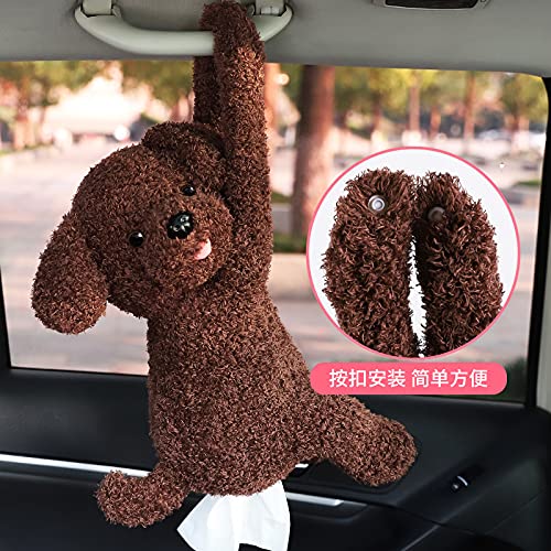 TwoTigers Short Plush Car Tissue Box Holder - Cute Cartoon Napkin Dispenser for Car, Home & Office - Soft Plush Car Accessories for Tissue Storage & Organization