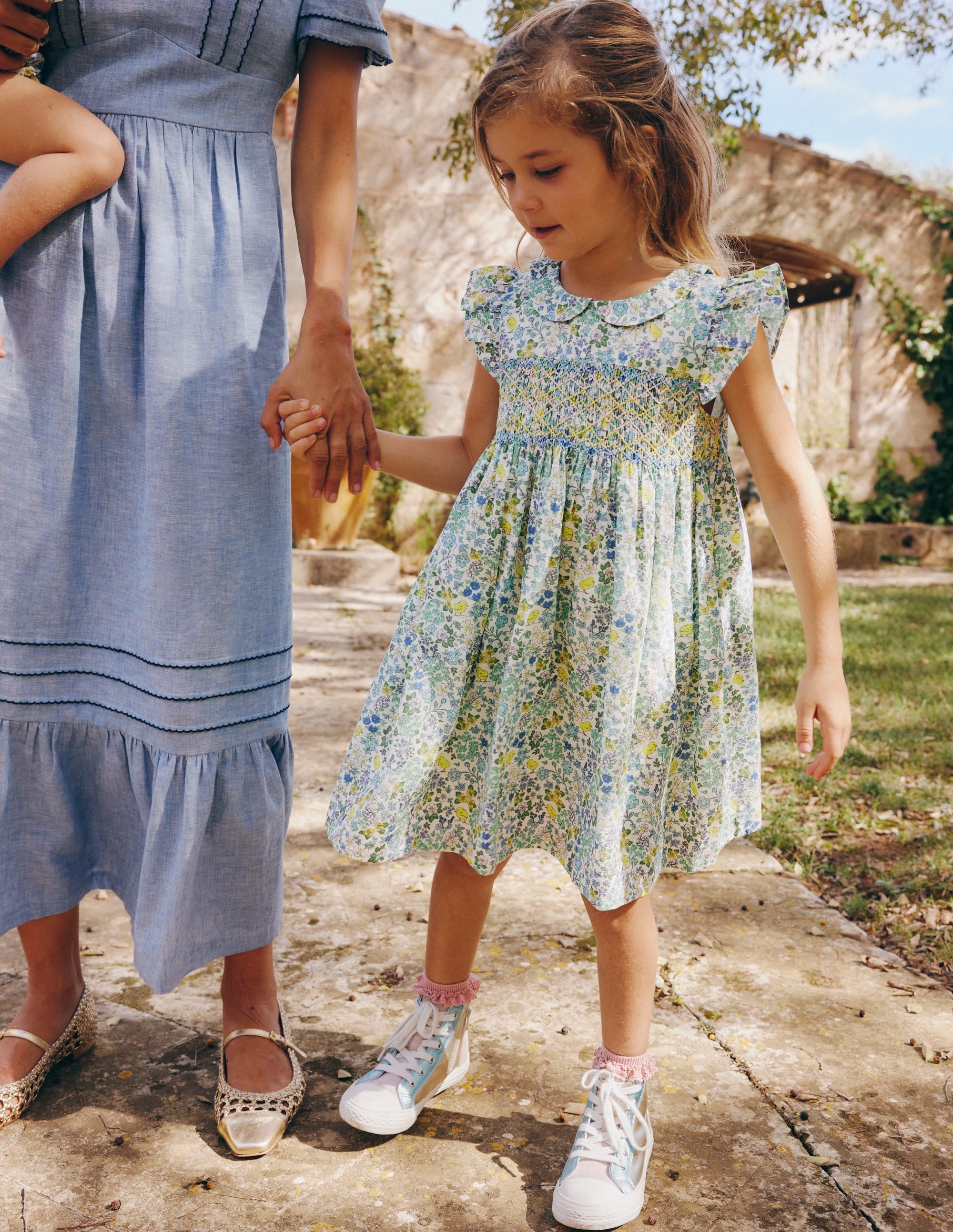 Adeline Smocked Dress for Girls - Easter Chick Floral Print Baby Dress - Perfect for Easter, Spring Outfits & Special Occasions