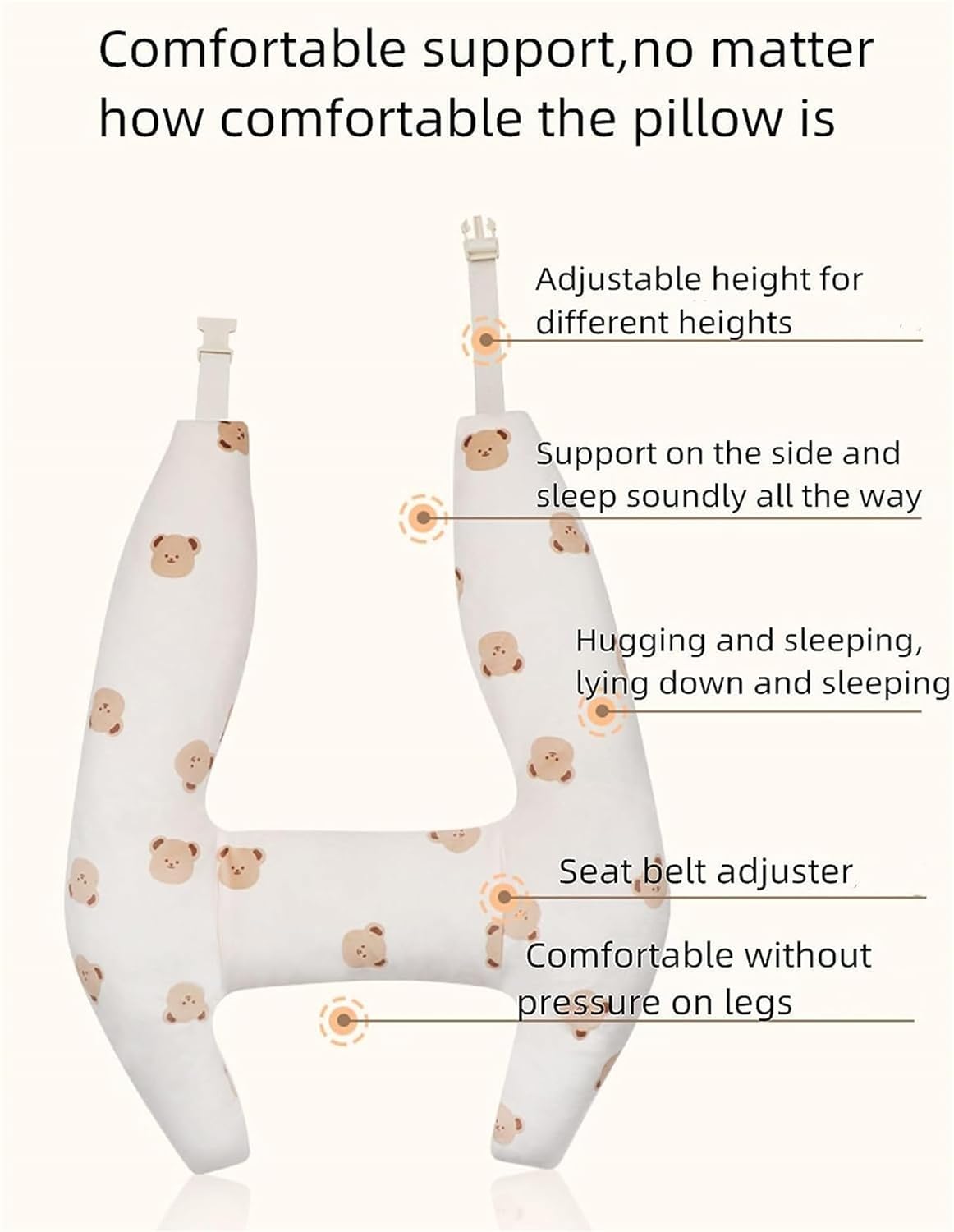 H-Shape Kids Car Sleeping Head Support Pillow - Travel Neck Pillow for Toddlers & Babies - Comfortable Head & Body Support for Car Seats - Perfect for Long Road Trips & Airplane Travel