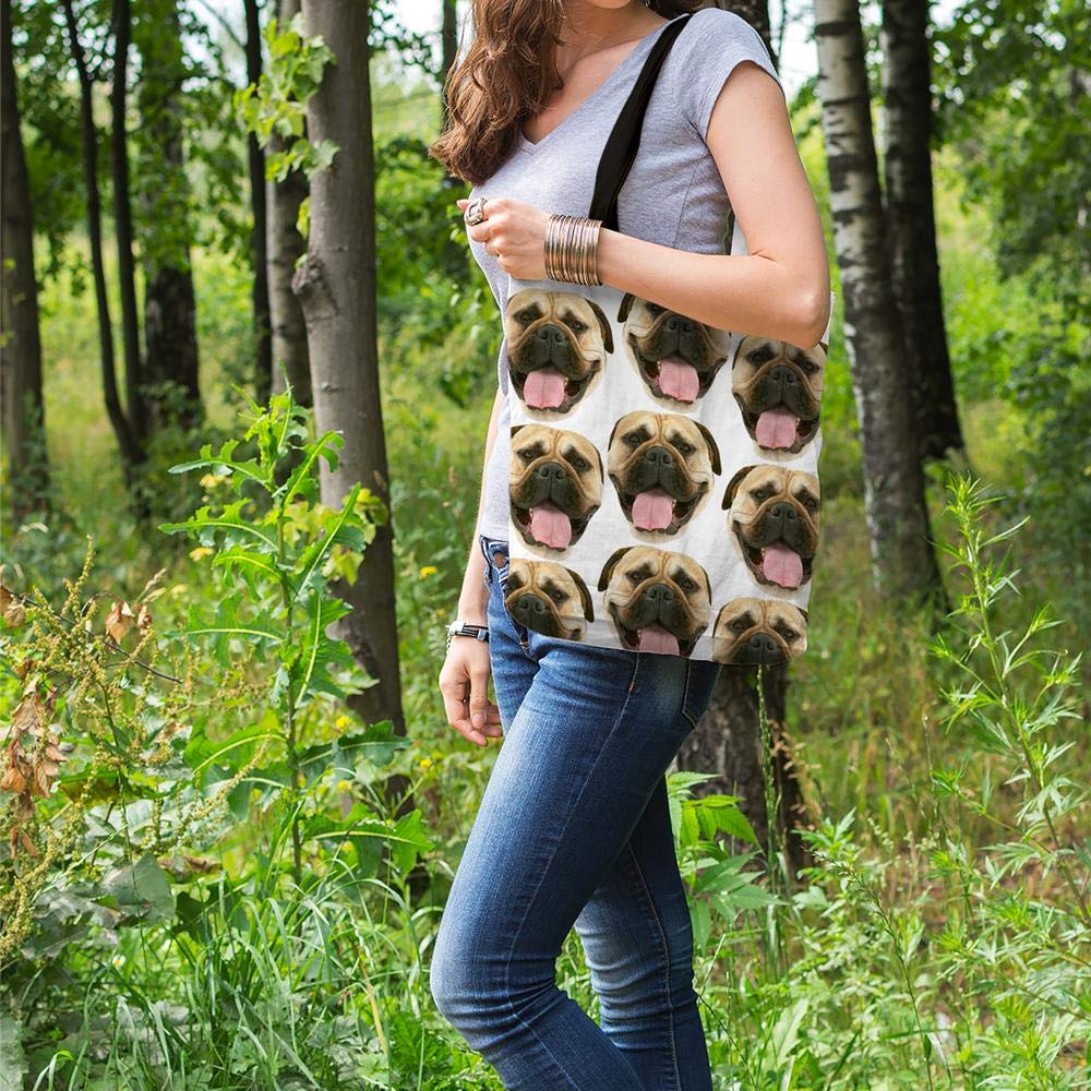 Bullmastiff Tote Bag - Cute Dog Print Canvas Shopping Bag - Perfect Gift for Dog Lovers - Great for Grocery Shopping, Beach Trips & Dog Park Outings