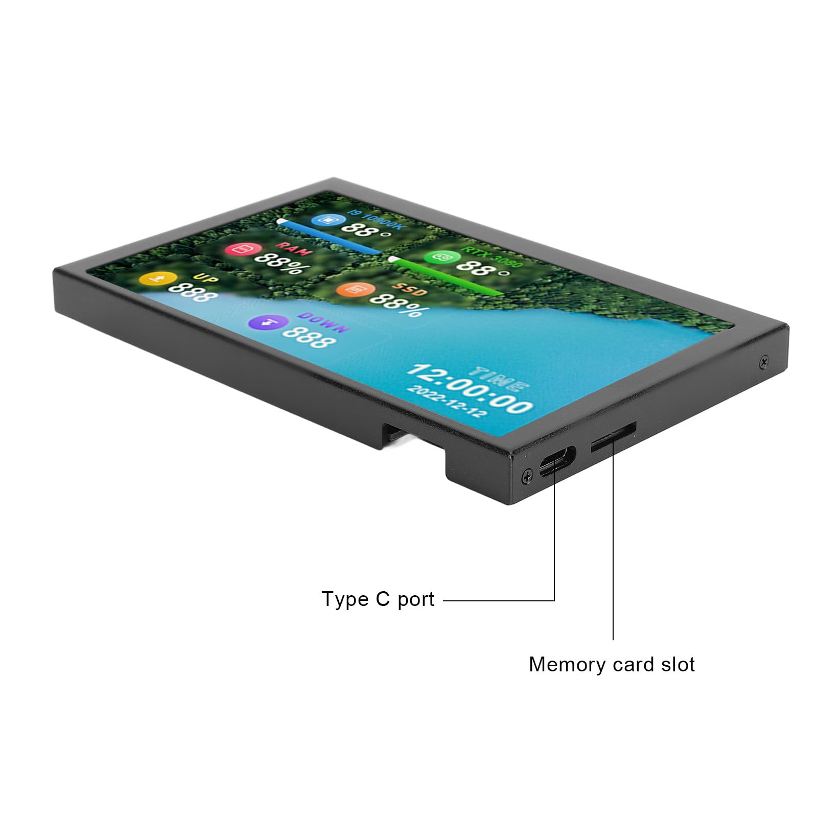 Elprico 5 Inch IPS USB Mini Screen - Computer Temp Monitor & PC CPU Data Display - USB C Secondary Screen for Real-Time Temperature Monitoring - Perfect for Gaming Rigs, Workstations, and PC Builds