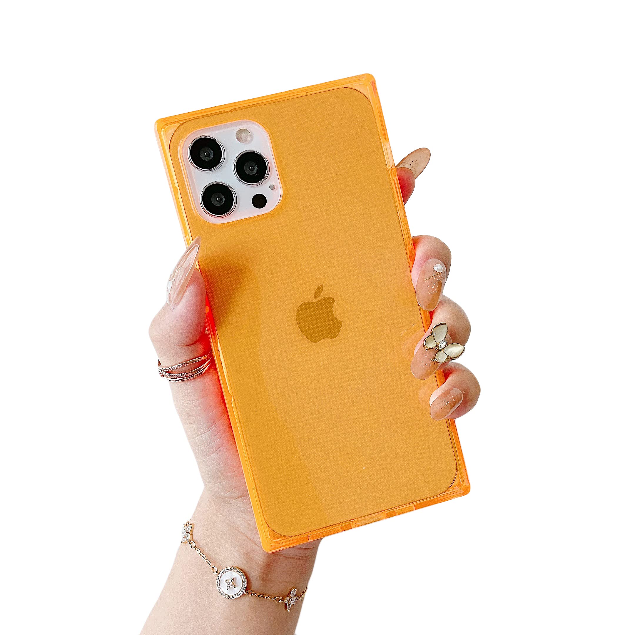 Cocomii Square Clear iPhone 13 Pro Max Case - Slim Lightweight Glossy Transparent HD Cover - Luxury Minimalist Design Compatible with Apple iPhone 13 Pro Max (Neon Orange) - Perfect for Everyday Protection & Stylish Look