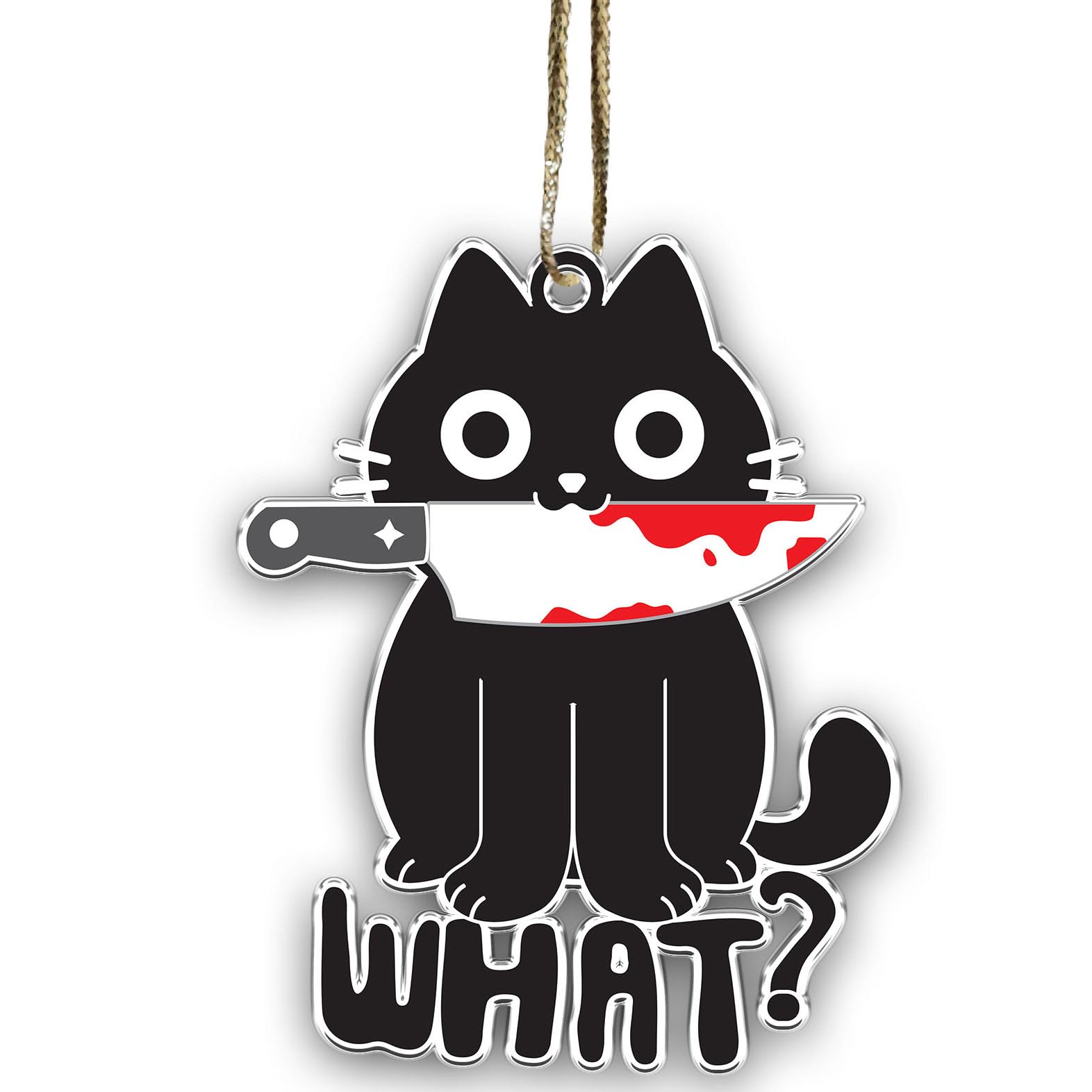 Funny Black Cat Acrylic Christmas Ornament - Cute Holiday Decor for Cat Lovers, Perfect for Halloween & Christmas Tree Decorations - Great Gift Idea for Pet Owners (Use for Home, Office, or as Party Decor)