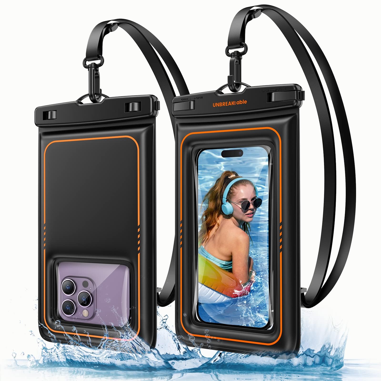 UNBREAKcable Floating Waterproof Phone Pouch 2 Pack - IPX8 Waterproof Phone Case Dry Bag for iPhone 16/15 Pro Max & Samsung S25/S24/S23 - Perfect for Kayaking, Beach, Cruise Travel & Swimming - Universal 7