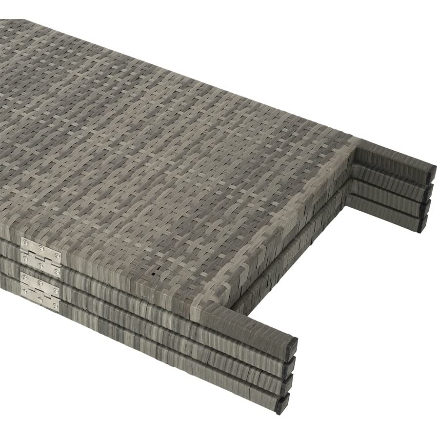 4-Panel Outdoor Privacy Screen - Grey Resin Wicker Room Divider - Weather Resistant Patio Partition for Deck, Poolside, Garden & Balcony
