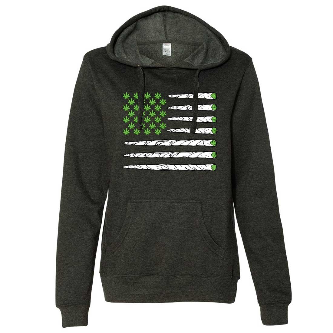 Dolphin Shirt Co USA - Women's Lightweight Hoodie with Cannabis Leaf & Stripes Design - Perfect for Festivals, Casual Wear & 420 Celebrations