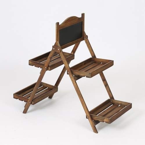 2 Tier Wooden Ladder Plant Stand - Rustic Brown Rectangular Shelf for Indoor/Outdoor Plants - Perfect for Home Decor, Garden, Balcony & Patio
