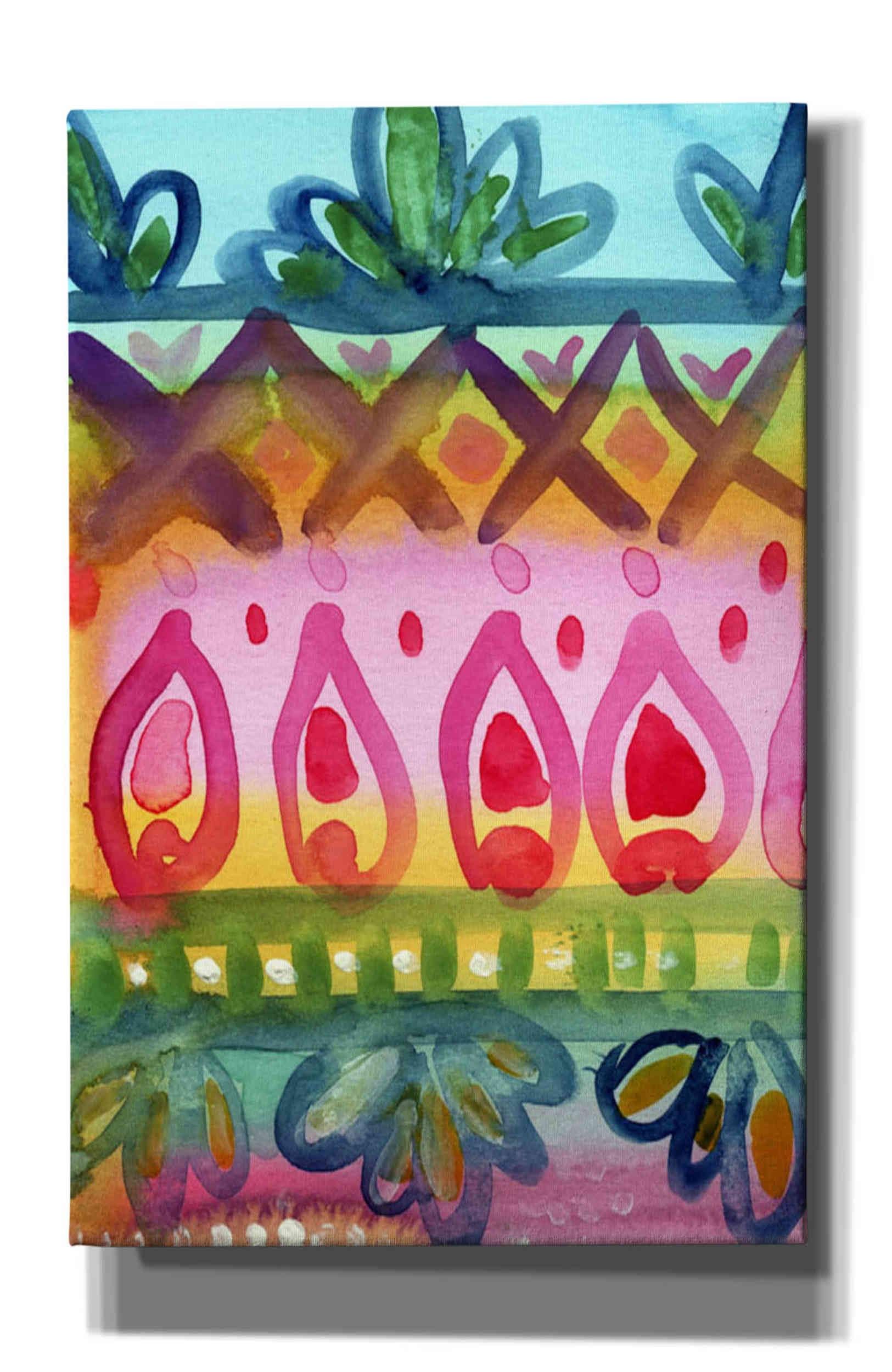 Fiesta IV by Linda Woods - 26x40 Inch Vibrant Canvas Wall Art for Living Room, Bedroom & Office Decor