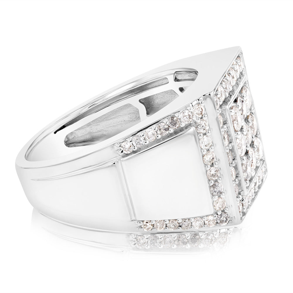 1.5 Carat Diamond Men's Ring in 10K White Gold - Elegant Wedding Band & Anniversary Gift for Him