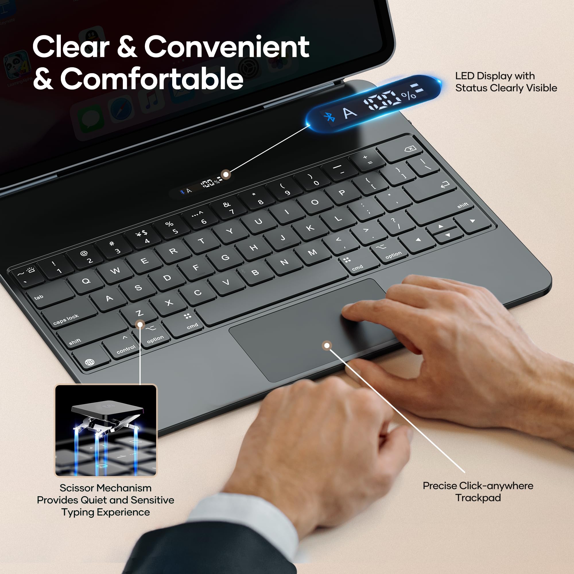 COOSTART Magnetic Keyboard Case for iPad Air 11-inch (M2, 2024) & iPad Pro 11-inch (1st-4th Gen) - Slim Protective Cover with Backlit Keys, Multi-Touch Trackpad & Wireless Charging | Perfect for Work, Study & Travel | Black