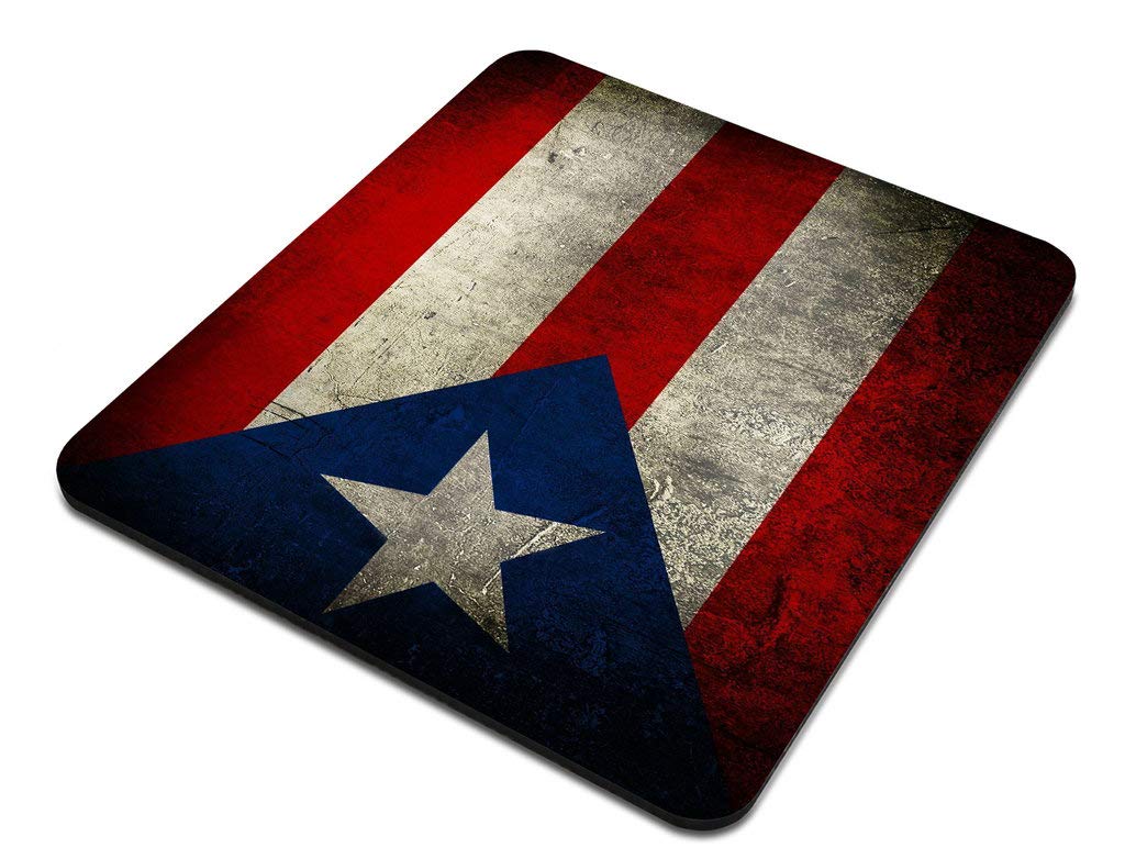 Vintage Style Puerto Rico Flag Blue Red Gaming Mouse Pad - Non-Slip Rubber Backing for PC, Laptop, Office & Home Desk Setup