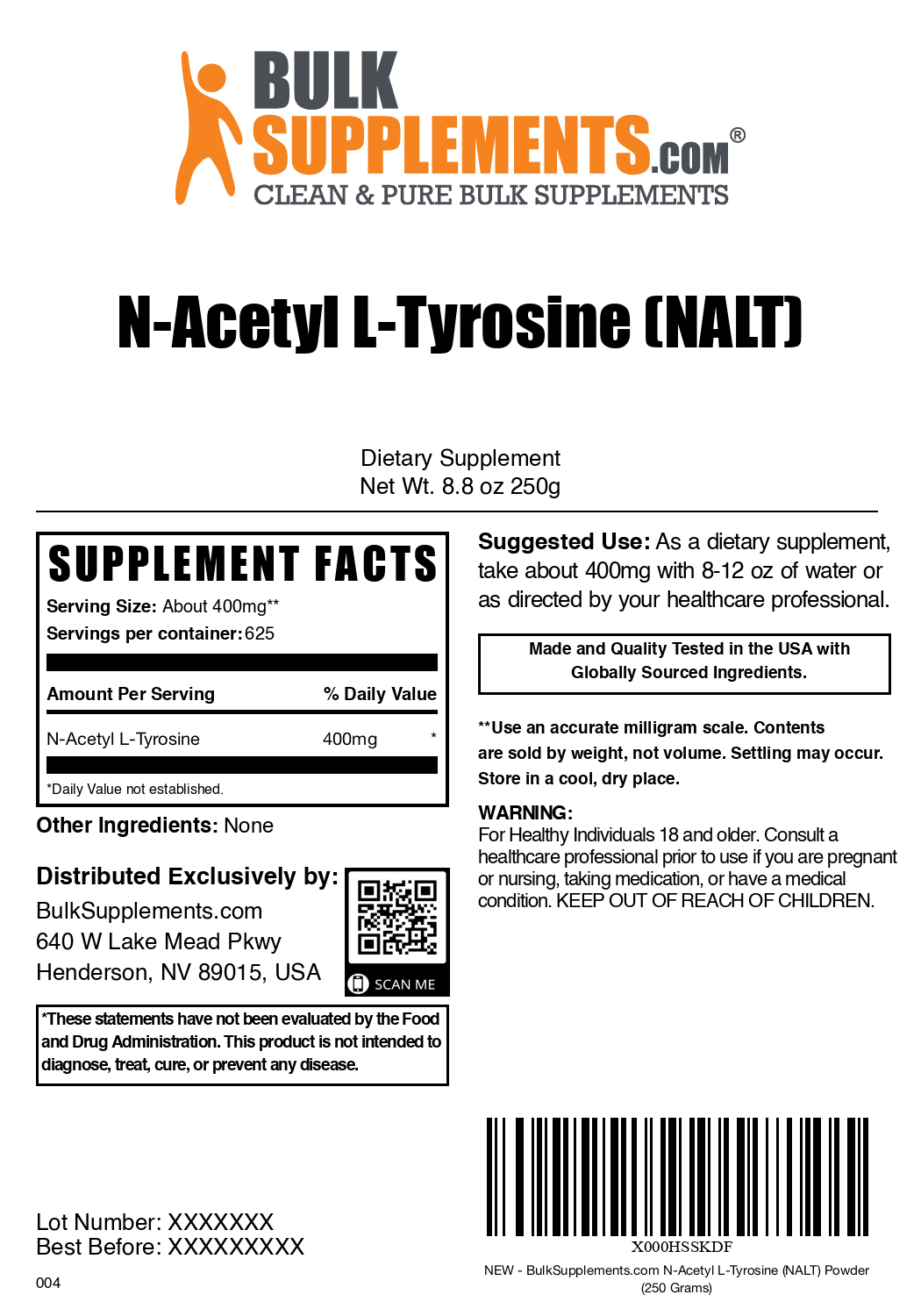 N-Acetyl L-Tyrosine (NALT) Powder - Premium Brain Supplement for Focus & Mental Clarity - Supports Cognitive Function & Stress Relief - Ideal for Students, Professionals & Athletes