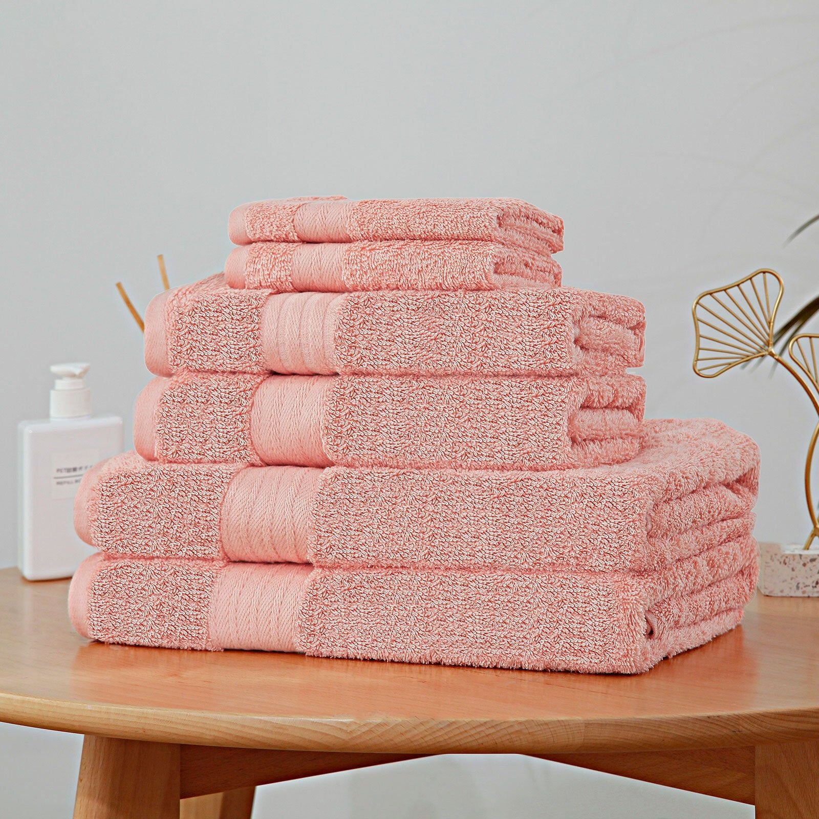 Premium 6-Piece Ultra Soft & Absorbent 100% Cotton Bath Towel Set - Coral | Spa, Beach & Luxury Home Bathroom Essentials