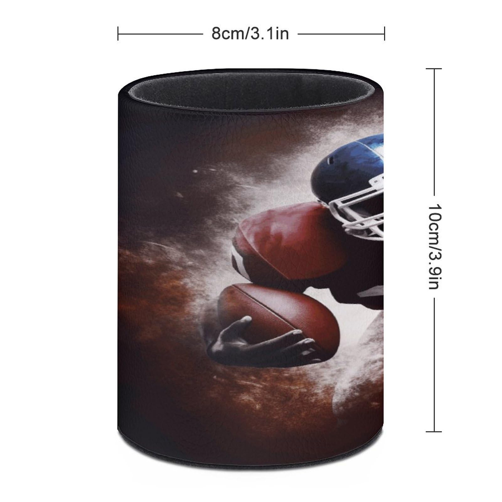 Premium Leather Pen Holder with American & Football Print - Stylish Desk Organizer & Pen Cup for Office, Home, or School - Perfect Desk Accessory for Football Fans & Professionals