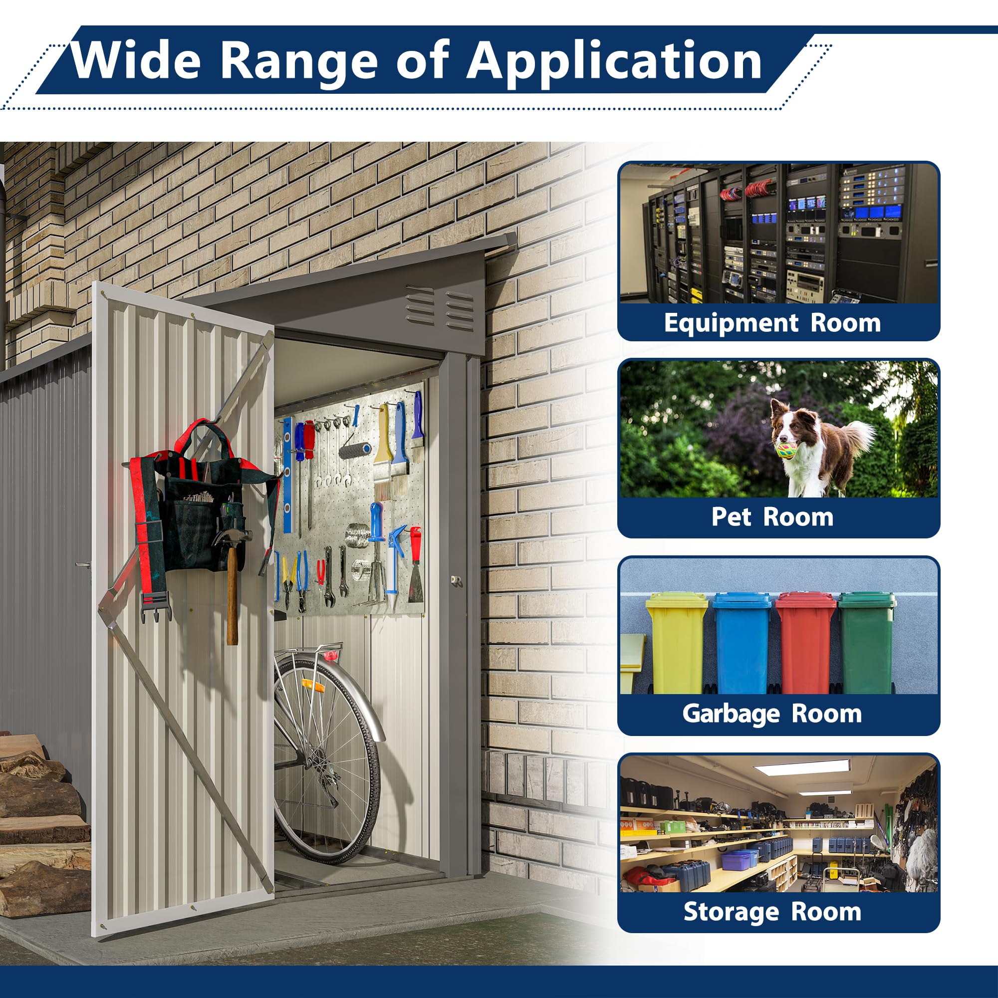 4' x 8' Lean-to Metal Storage Shed - Outdoor Garden Shed for Backyard, Patio & Yard Organization | Grey Weather-Resistant Utility Shed for Tools, Lawn Equipment & Seasonal Storage