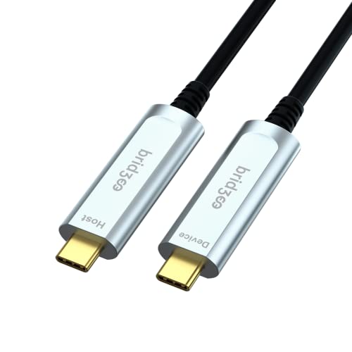 Bridgee 33ft USB C to USB C Cable 10Gbps High Speed USB 3.1 Gen 2 Fiber Optic Cable for MacBook Pro, iPad Pro, Galaxy S23 - Perfect for Webcams, DSLR Cameras, Laptops & Long-Distance Data Transfer