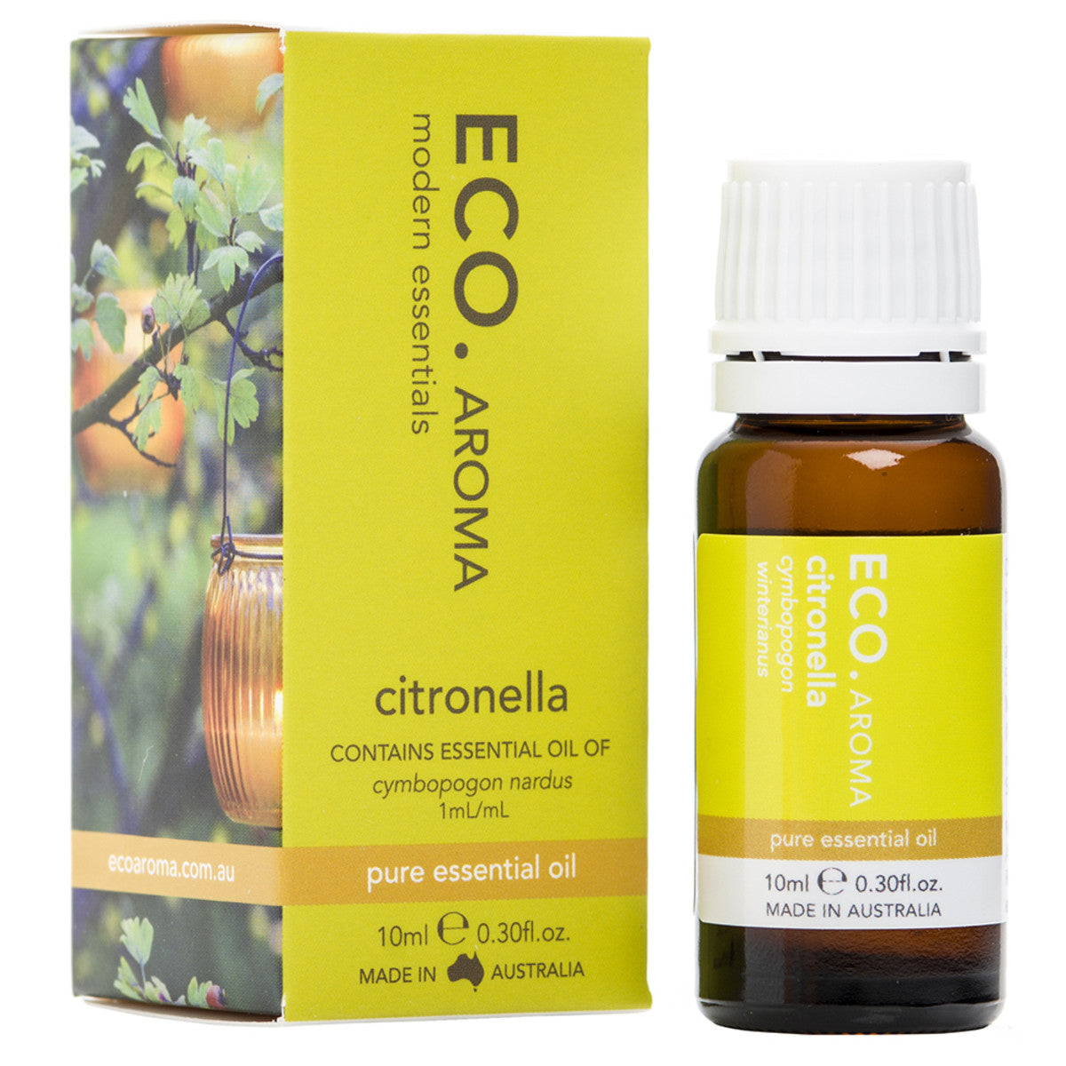 ECO Aroma 100% Pure Citronella Essential Oil 10ml - Natural Mosquito Repellent for Outdoor Camping & Gardening