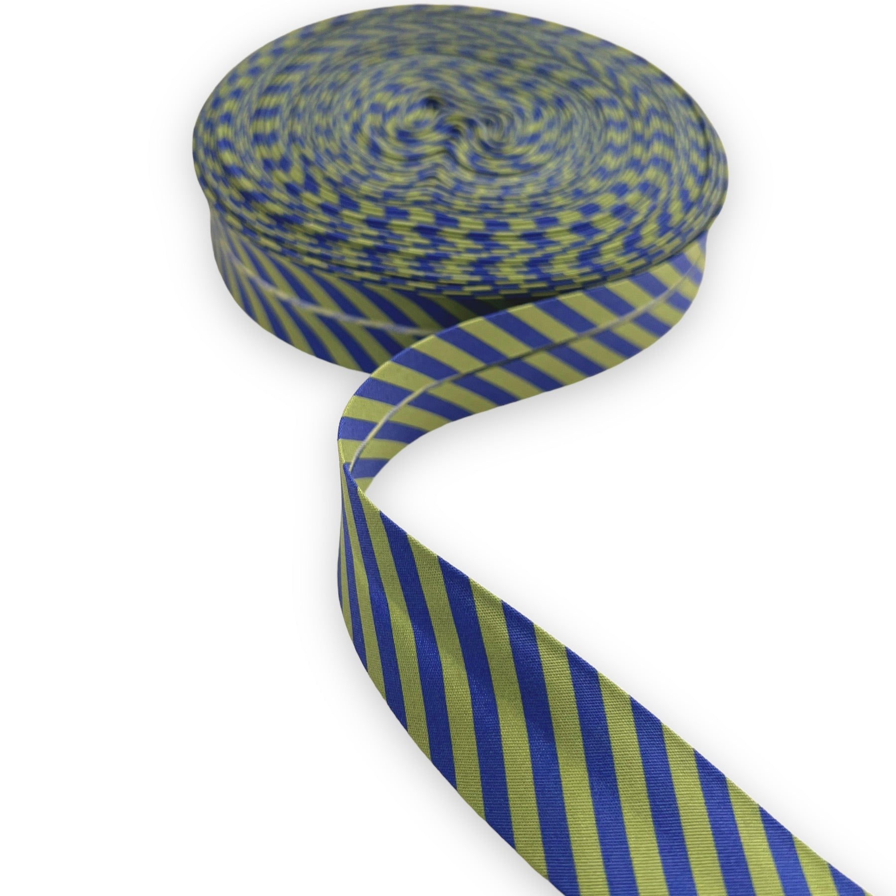 Premium Cotton Bias Binding Tape - 1 Inch (25mm) Olive & Blue Stripe for Sewing, Quilting, and DIY Crafts