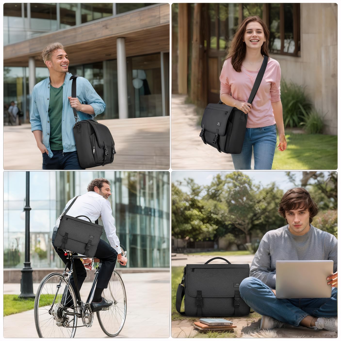 MATEIN Lightweight Water Resistant Messenger Bag for Men - 15.6 Inch Laptop Briefcase, Crossbody Satchel for Work, Office & School - Durable Computer Bag with Adjustable Shoulder Strap (Black) | Perfect for Business Travel, Commuting & Daily Use