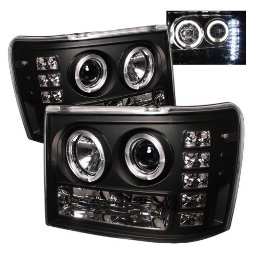 Xtune LED Halo Headlights for GMC Sierra 1500 2500 3500 (2007-2013) - Black/Clear Lens - Durable & Bright Lighting for Night Driving & Off-Road Adventures