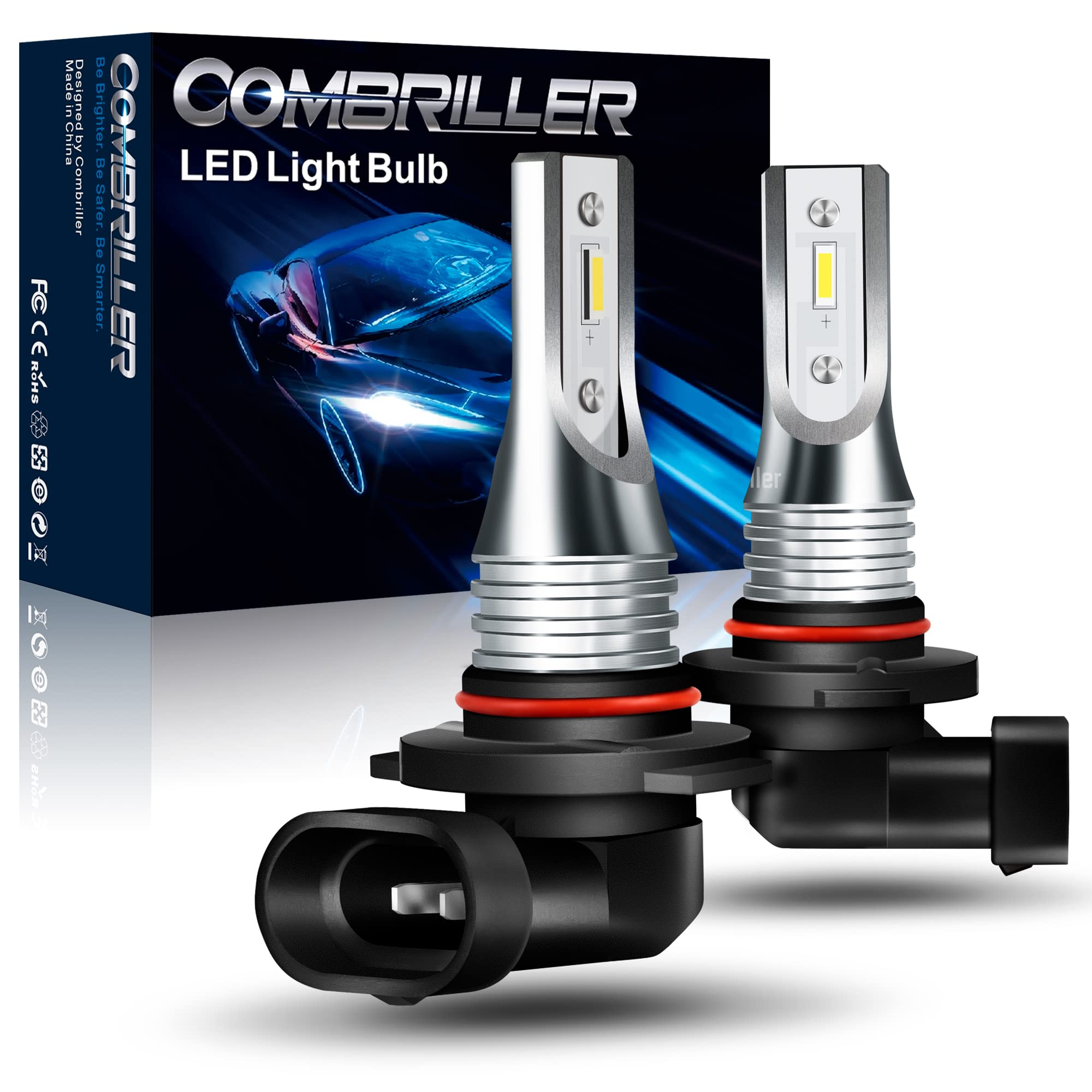 Combriller H10 LED Fog Light Bulbs 6000K White 9145 9140 - 6000 Lumens Super Bright CSP LED Chips for Trucks, Cars & Vehicles - Non-Polarity Fog Lamp Replacement (Pack of 2) - Perfect for Off-Roading, Night Driving & Bad Weather Conditions