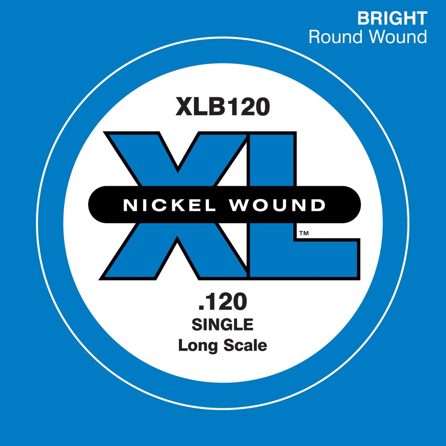 D'Addario XLB120 Nickel Wound Bass Guitar String - Single .120 Gauge Long Scale for Deep Tones | Perfect for Rock, Metal & Studio Recording