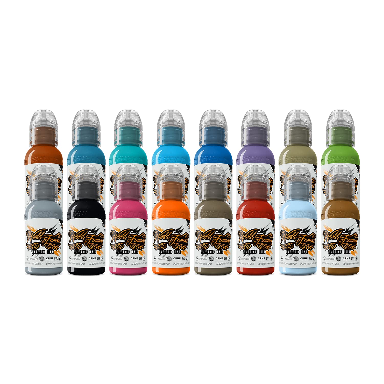 Professional Vegan Tattoo Ink Set - 16 Vibrant Colors, Made in USA, Safe & High-Quality for Artists - Perfect for Tattoo Studios, Body Art & Permanent Makeup