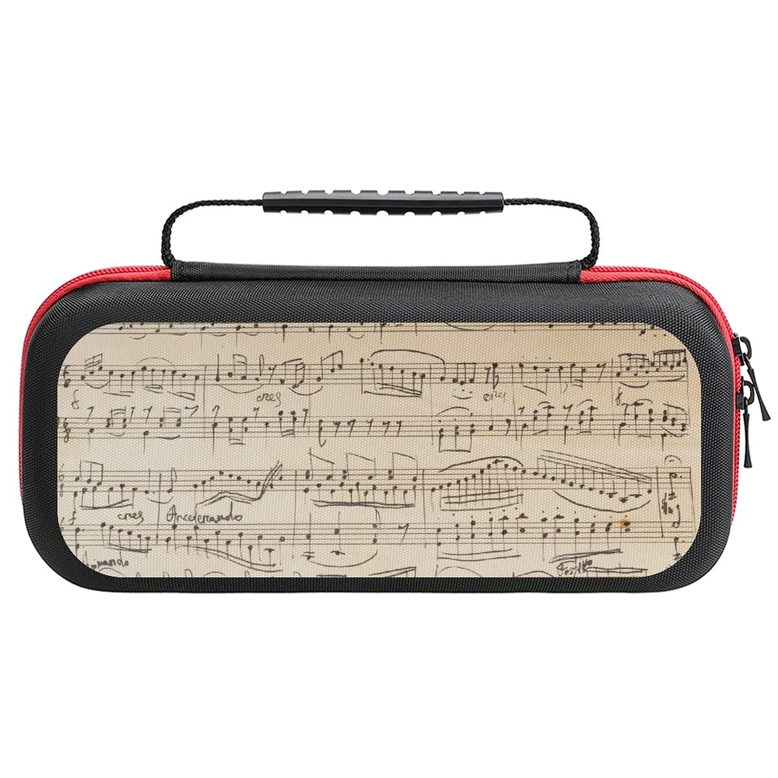 Retro Music Notes Printed Travel Carrying Case for Nintendo Switch Lite & Accessories - Portable Storage Bag for Gaming, Commuting, and Travel Protection