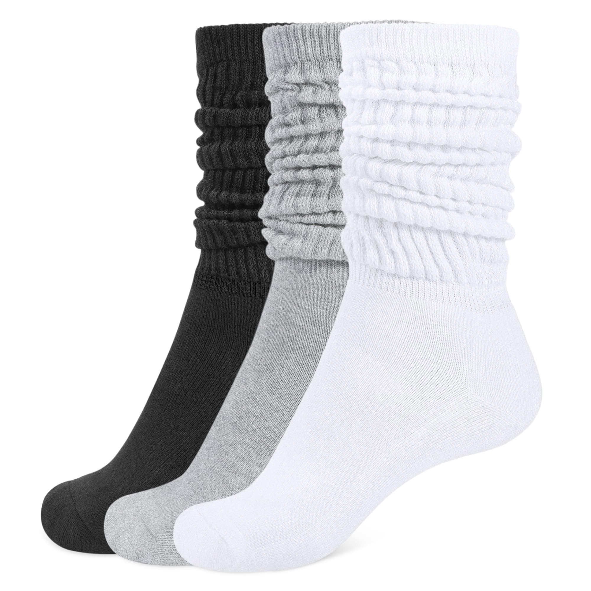 CLOSEMATE Women's Soft Cotton Slouch Crew Socks - 3 Pairs Pack for Boots, Loafers & Sneakers - Comfortable Scrunch Socks for Casual Wear, Work & Everyday Outfits