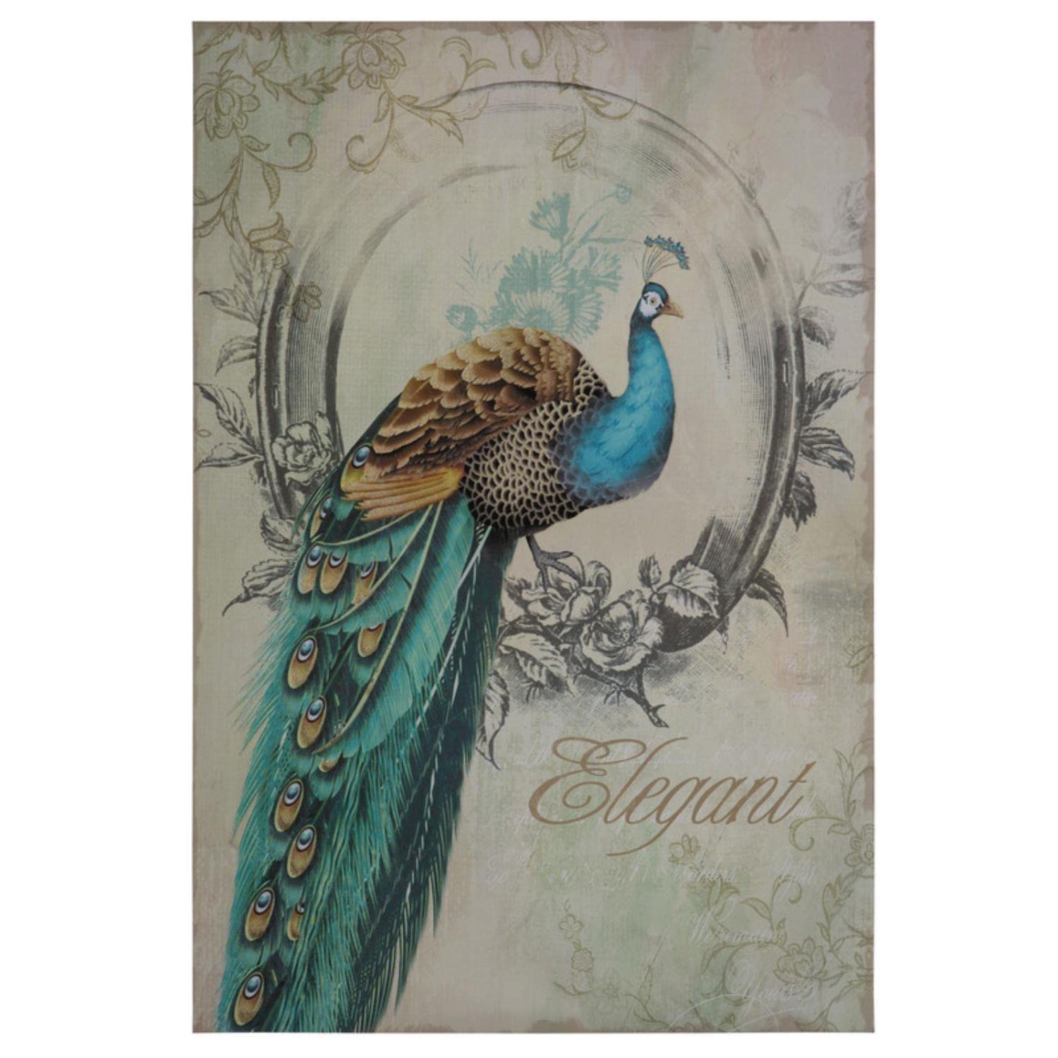 Yosemite Home Decor Peacock Poise I Wall Art - Vibrant Multicolor Peacock Painting for Living Room, Bedroom & Office Decor