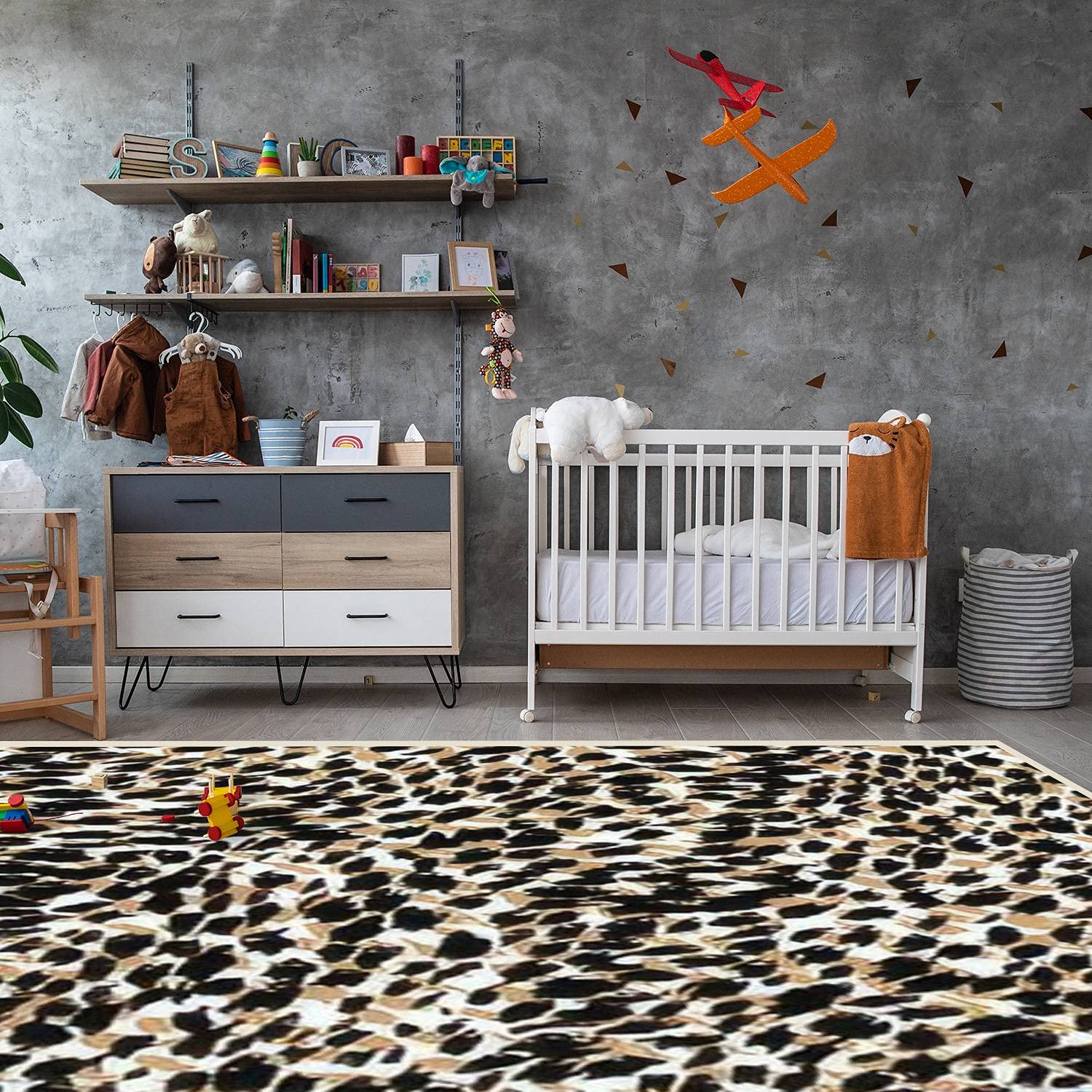 Modern Abstract Area Rugs - Leopard Print Stain Resistant Carpet Mat for Living Room, Bedroom, Kitchen & Bathroom | Soft Rectangular Home Decor for Cozy Spaces & Pet-Friendly Homes