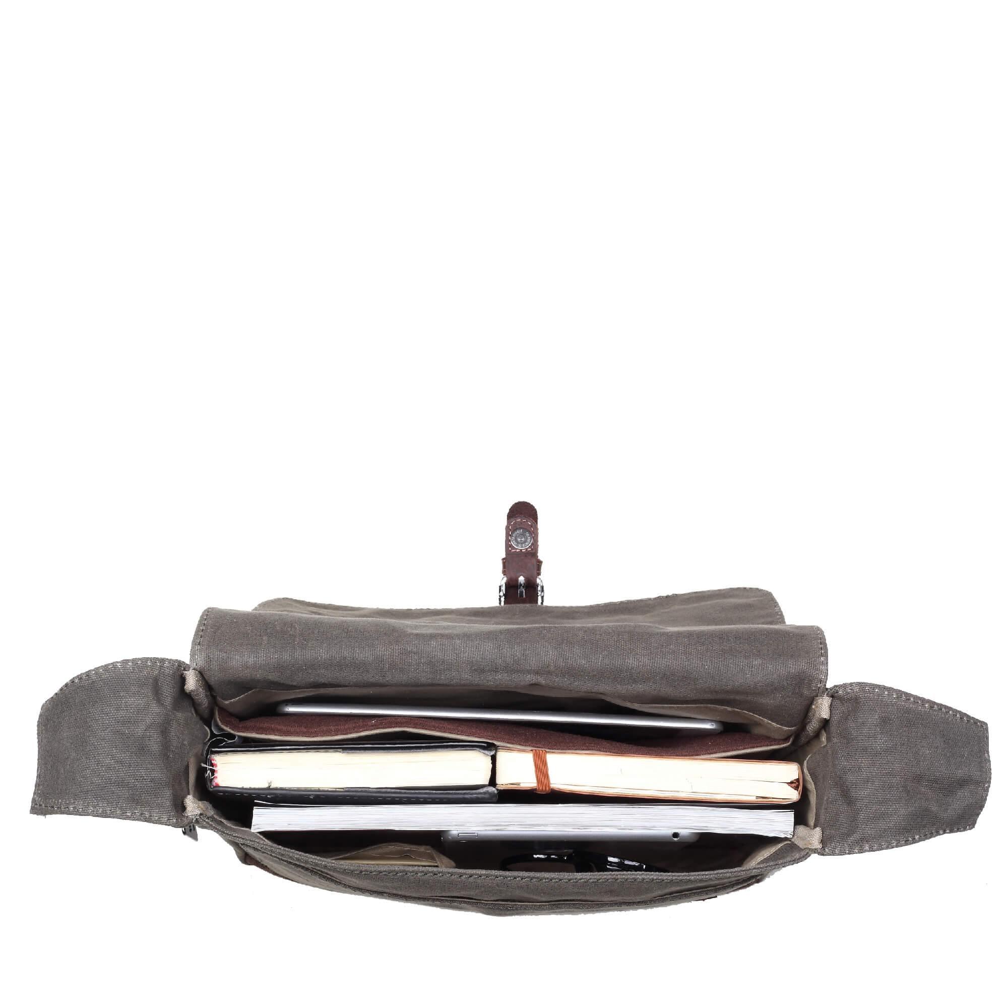 TRP0443 Troop London Heritage Canvas Leather Messenger Bag - Stylish Laptop & Tablet Friendly Travel Bag for Work, School & Daily Commute