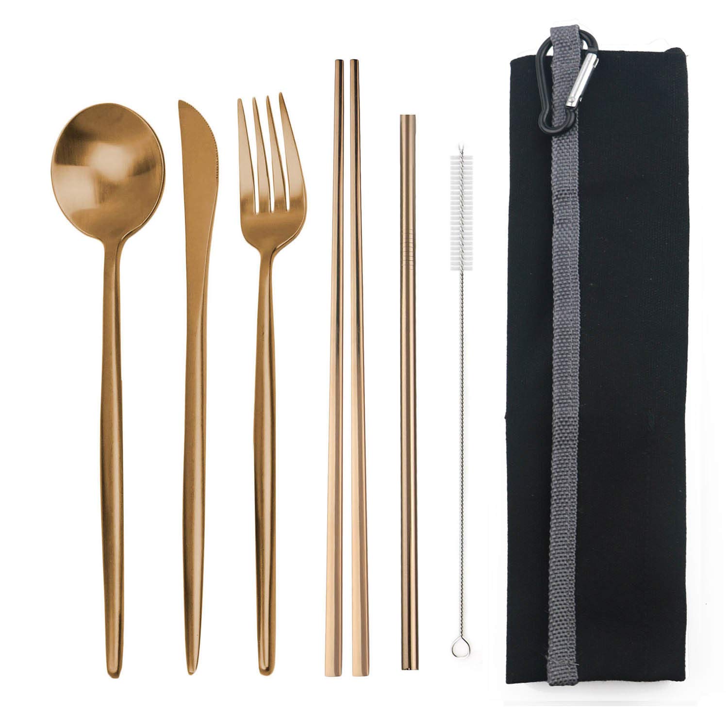 Portable 6-Piece Stainless Steel Flatware Set - Travel Cutlery for Camping & Picnics