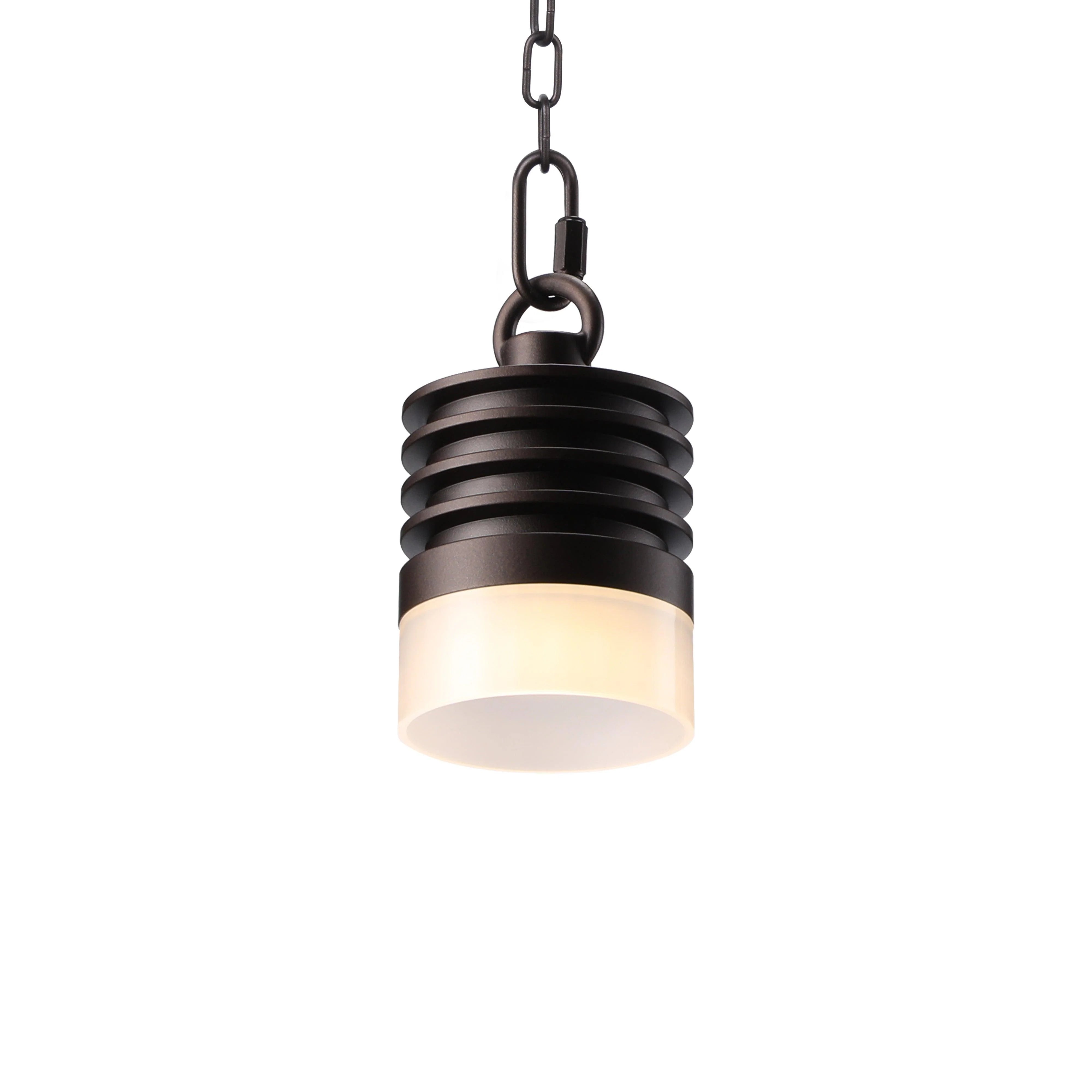 HLSL02 Calvo Low Voltage Oil Rubbed Bronze Cylinder Pendant Light - 4.5W 2700K Integrated LED Aluminum Outdoor Hanging Light for Patio, Garden, Deck, and Porch Lighting
