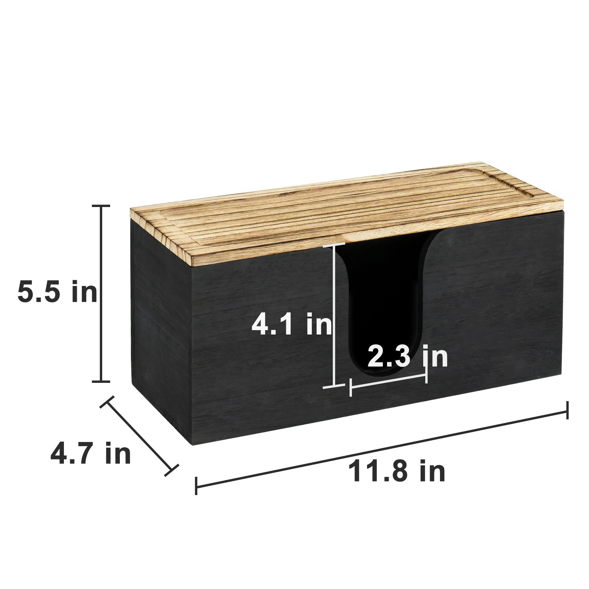 Solid Wood Wall Mounted Paper Towel Holder - Folded Paper Towel Dispenser with Lid for C-Fold, Z-Fold & Trifold Towels | Commercial & Home Use in Bathroom, Kitchen, Office (Natural Wood Finish)