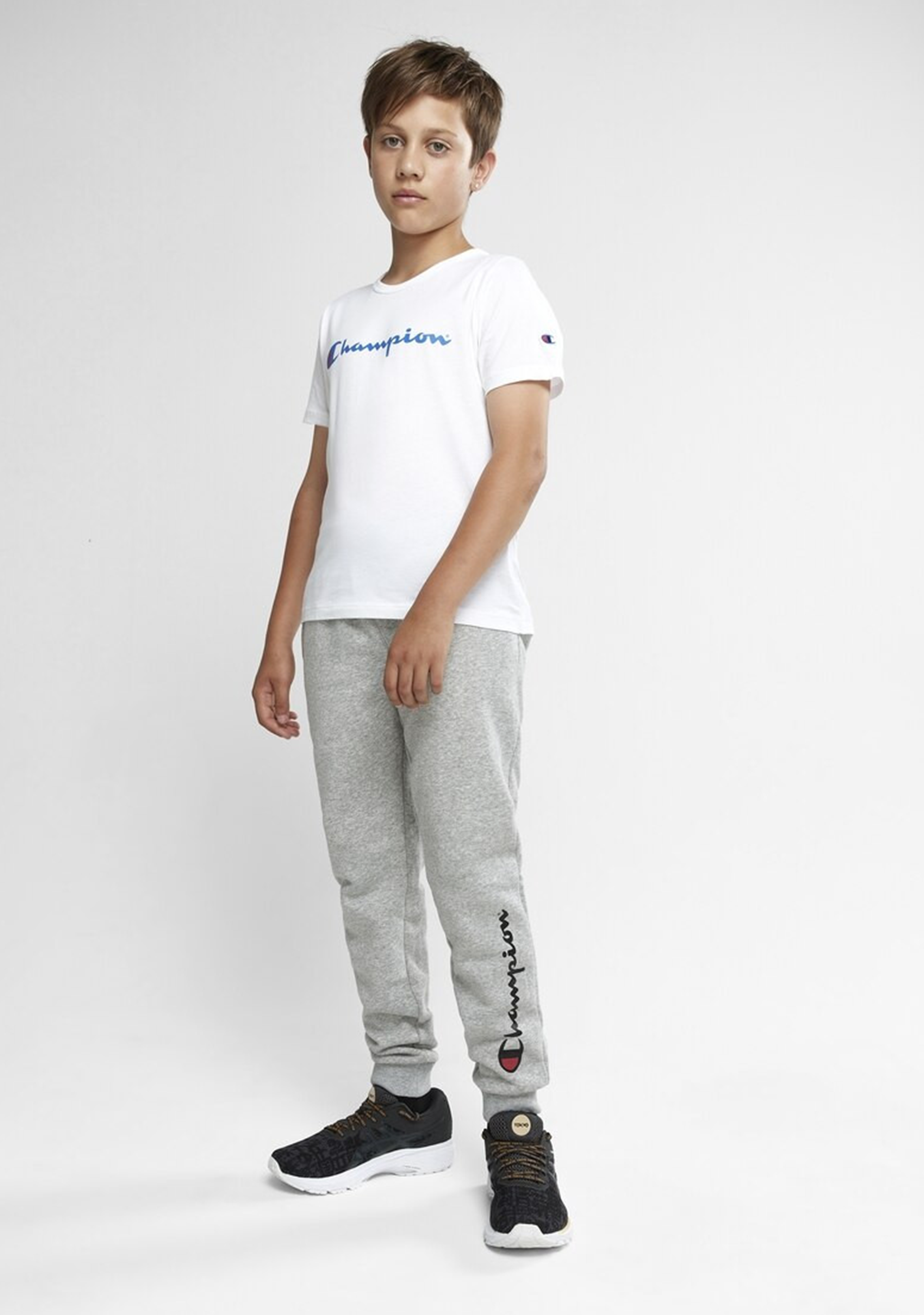 Champion Junior Script Cuff Pants for Boys & Girls - Comfortable Cotton Jogger Pants with Elastic Waistband - Perfect for School, Sports, and Casual Wear
