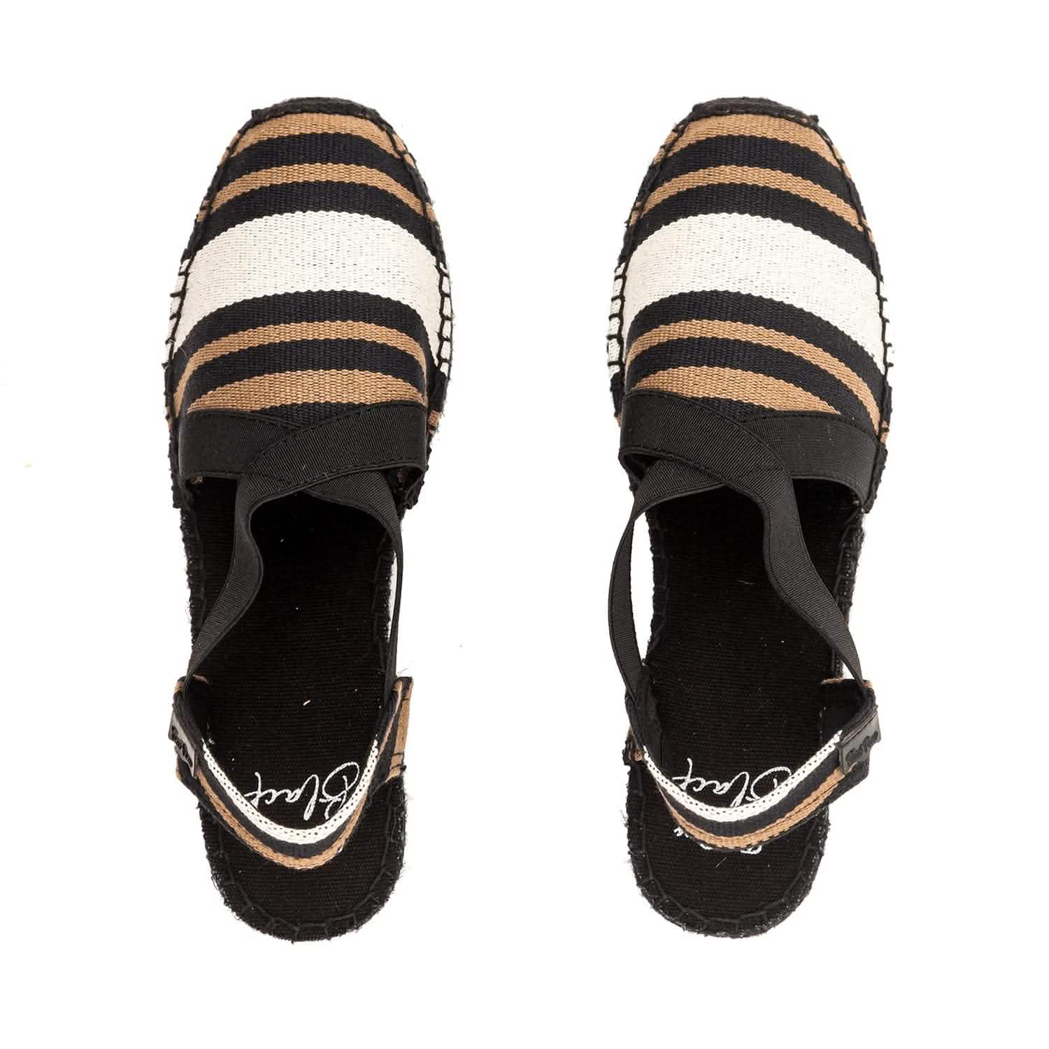 Women's Black Striped Cotton Blend Wedge Espadrilles - Comfortable Summer Shoes for Beach, Vacation & Casual Outings