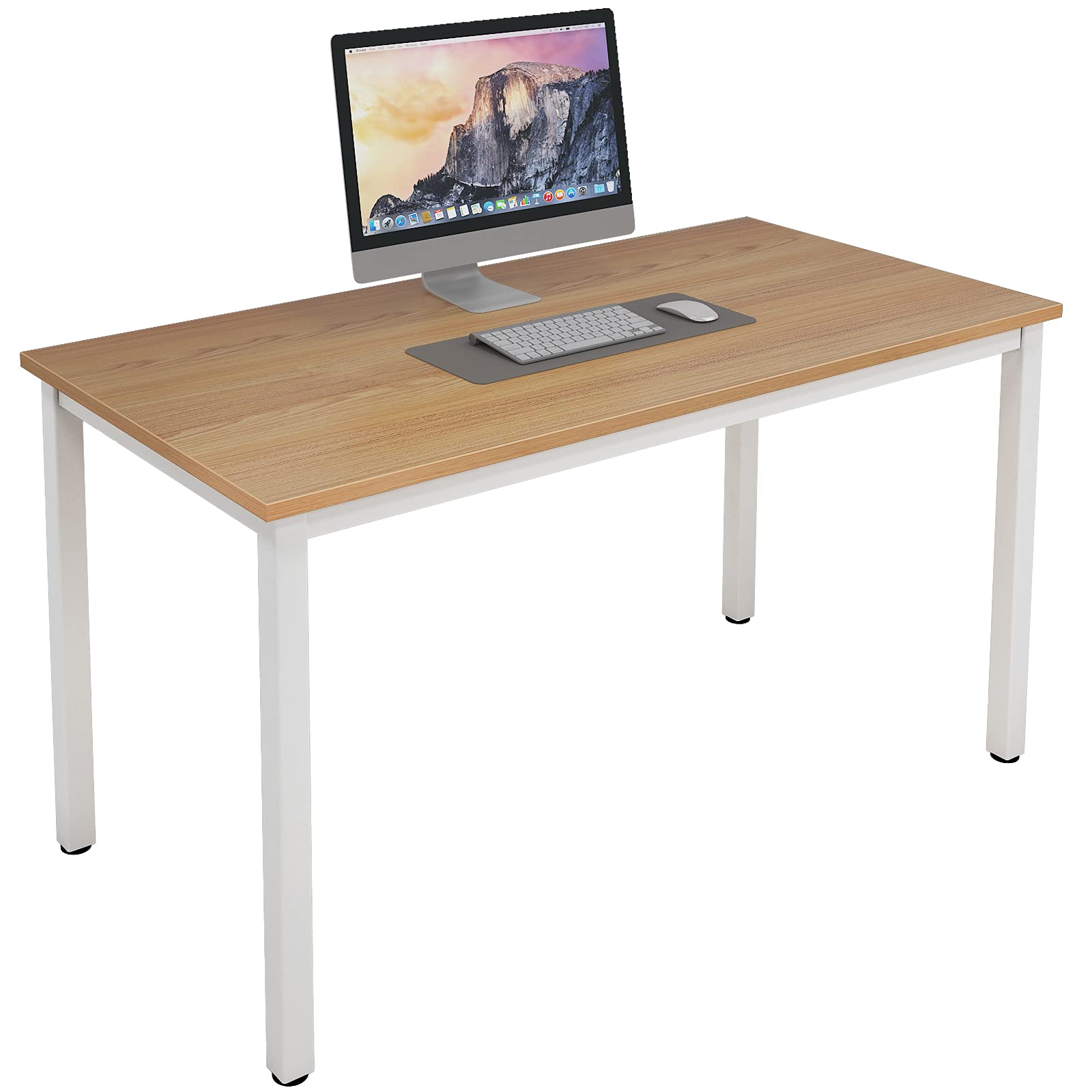 SogesPower 47.2 Inch Modern Computer Desk - Sturdy Study Table & Laptop Workstation for Home Office (Teak White) | Perfect for Remote Work, Online Classes & Gaming Setup