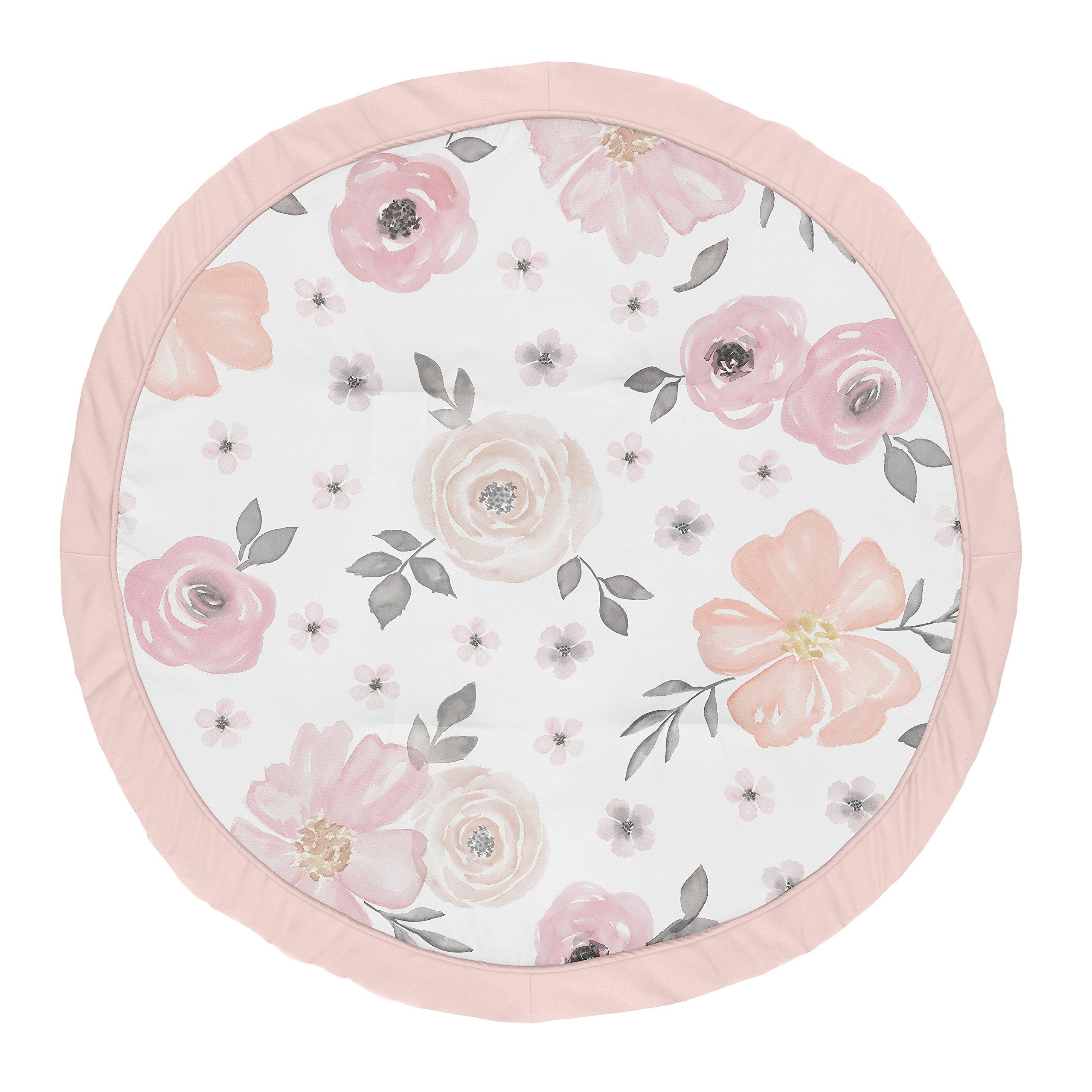 Shabby Chic Baby Playmat - Pink Grey White Floral for Tummy Time & Nursery Decor