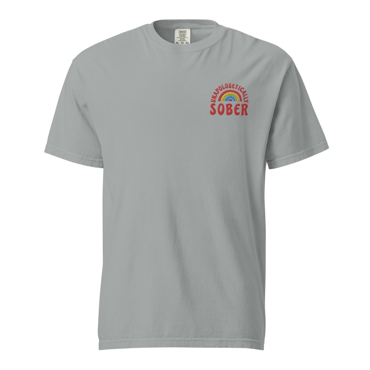 Unapologetically Sober Embroidered Unisex Heavyweight Cotton T-Shirt - Perfect for Sober Living, Recovery Support & Addiction Awareness Events
