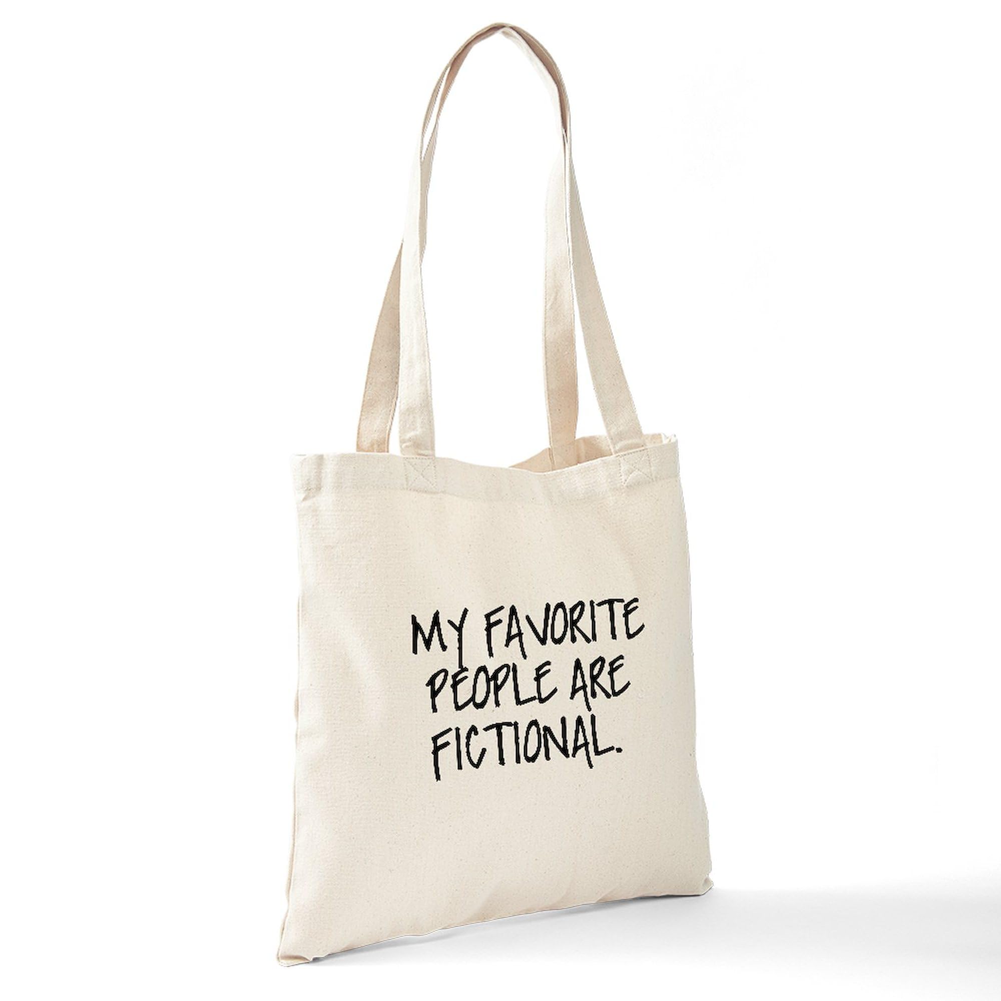 My Favorite People Are Fictional - Natural Canvas Tote Bag | Reusable Shopping Bag for Book Lovers, Library & Comic Con