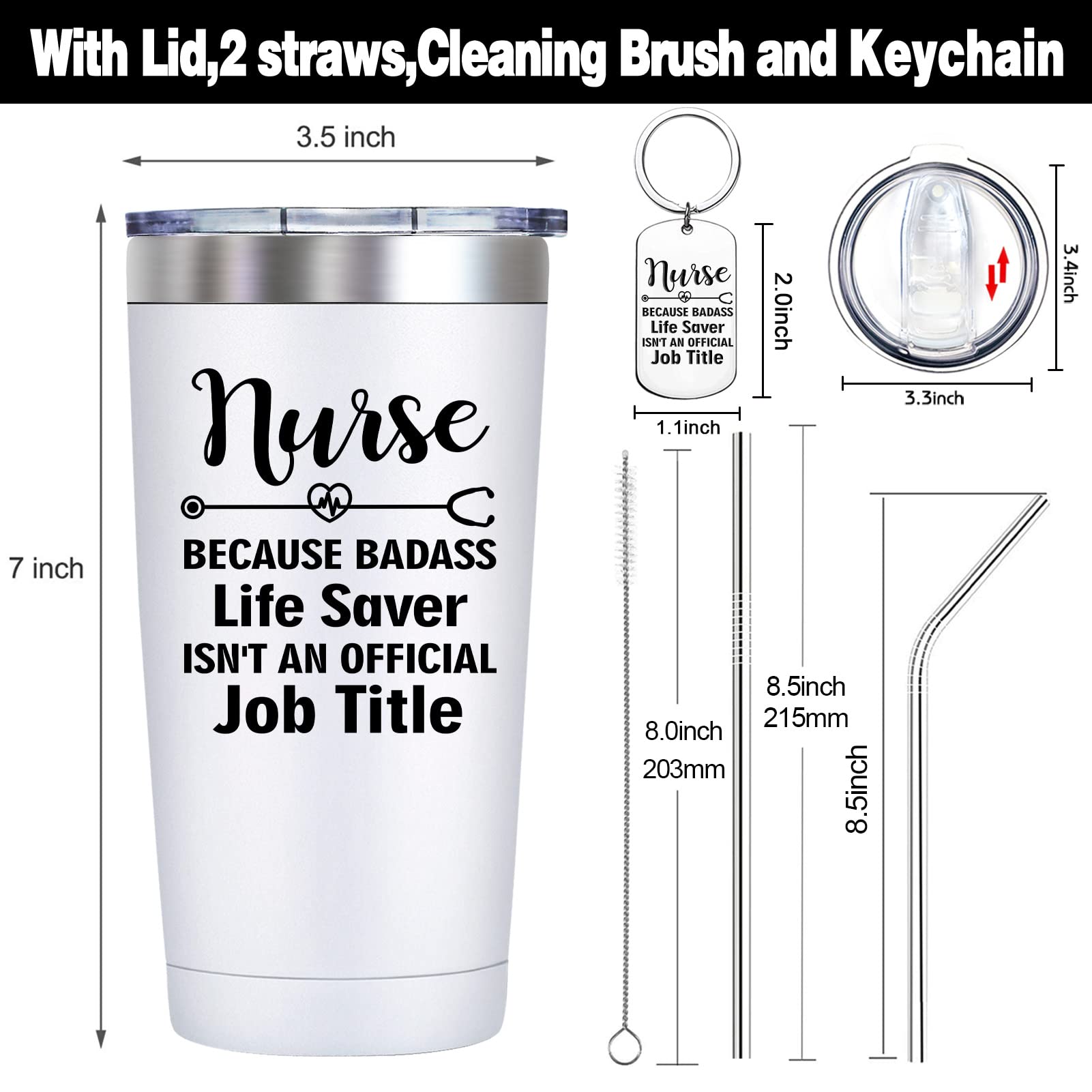Premium Vacuum Insulation Tumbler Cup - Best Nurse Appreciation Gift for Women & Men - Ideal for Nurses Week, Christmas & Birthday - Keeps Drinks Hot/Cold for Hours - Perfect for Hospitals, Shifts & Outdoor Activities