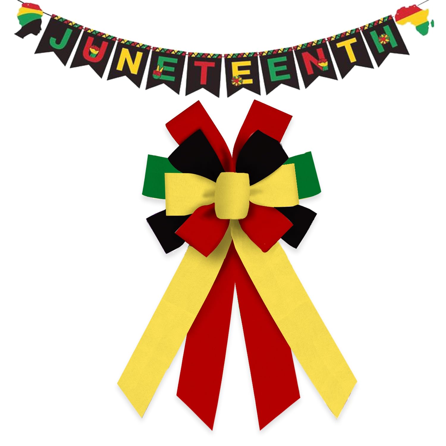 Juneteenth Wreath Bows - Black History Decor for Front Door