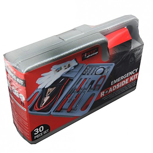 30-Piece Emergency Roadside Assistance Kit - Car Safety Essentials for Flat Tires, Jump Starts & Breakdowns (Warning: Contains Chemicals Known to California Prop 65) - Perfect for Road Trips, Winter Driving & Vehicle Emergencies